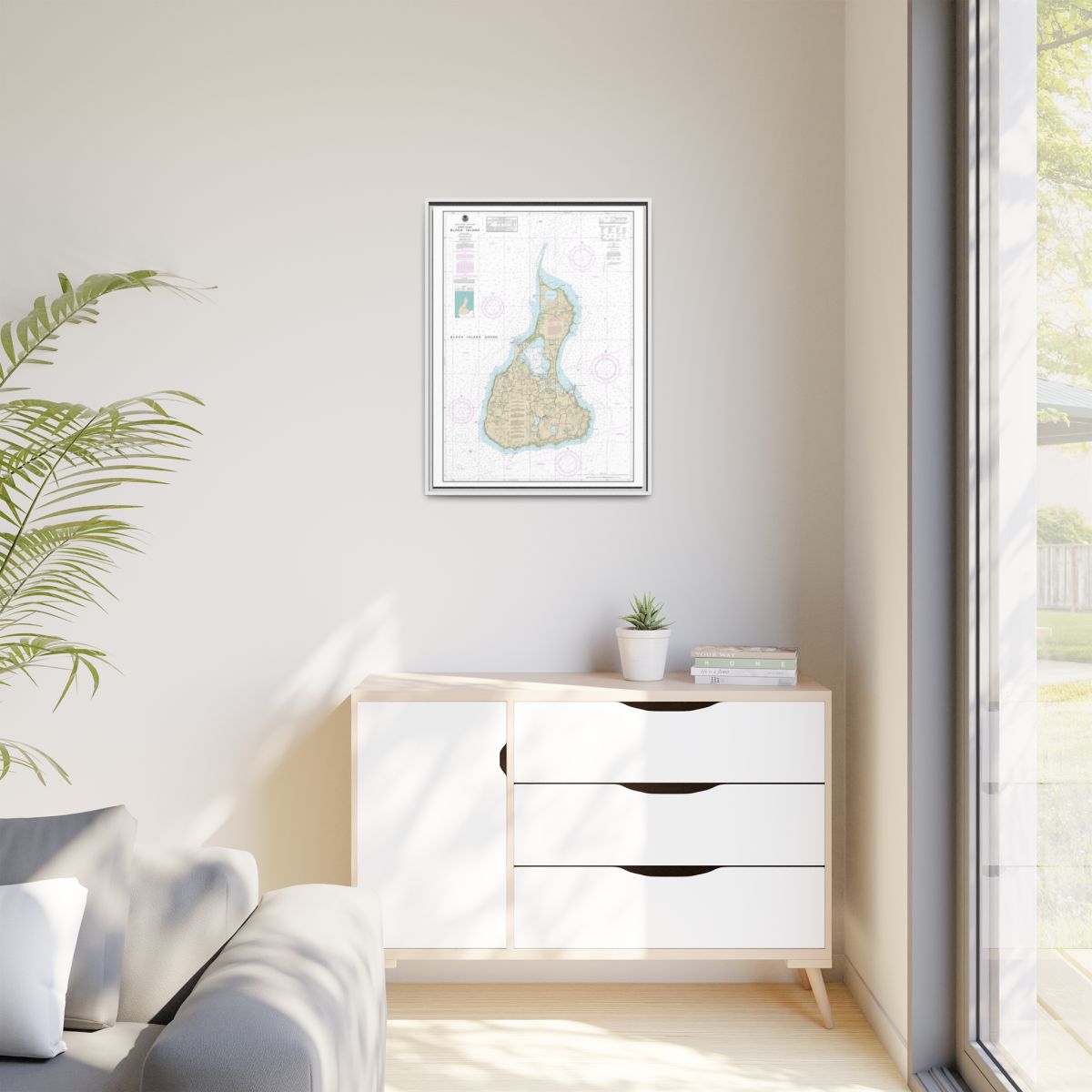 Chart 13217 Block Island - NOAA Nautical Chart Floating Frame Canvas | 24" x 32" | 30" x 40" - White context-1