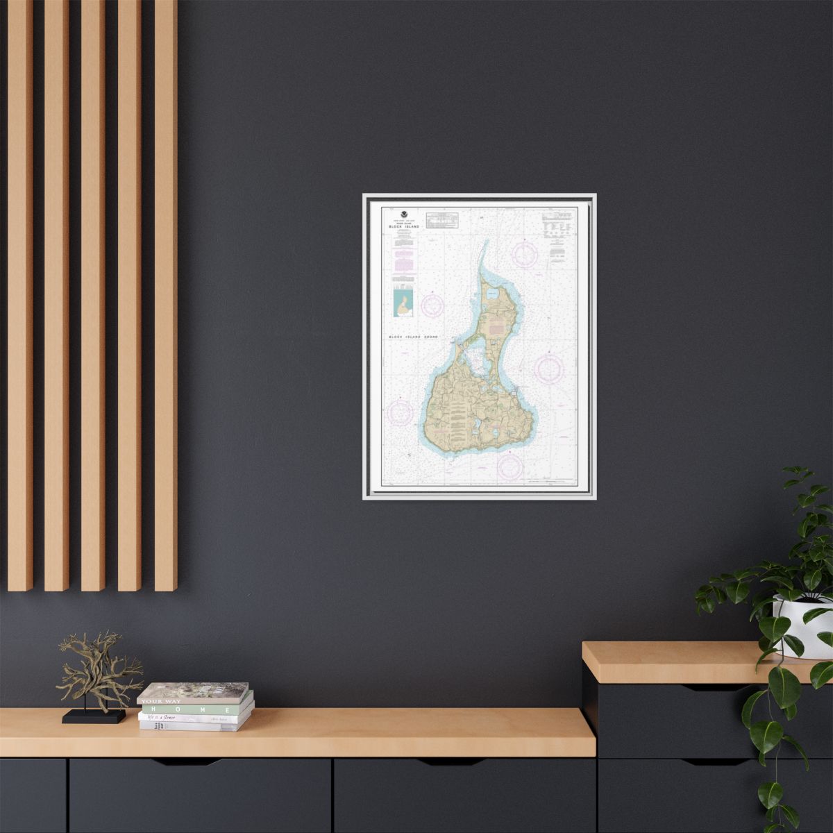 Chart 13217 Block Island - NOAA Nautical Chart Floating Frame Canvas | 24" x 32" | 30" x 40" - White context-2