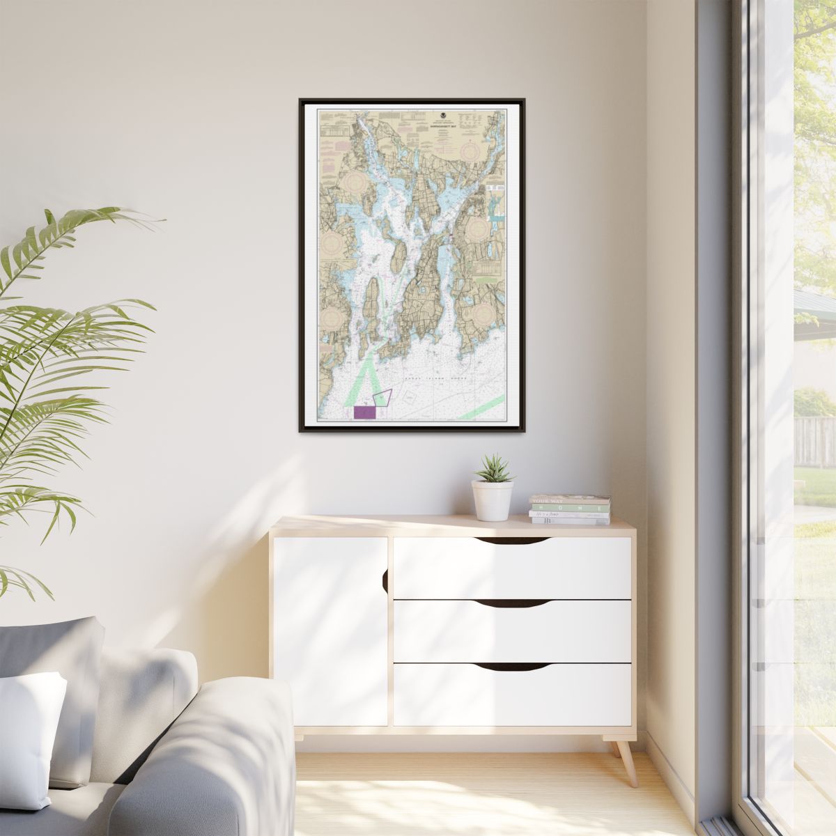 Chart 13221 Narragansett Bay - NOAA Nautical Chart Floating Frame Canvas | 20" x 30" | 24" x 36" | 32" x 48" - Espresso context-1
