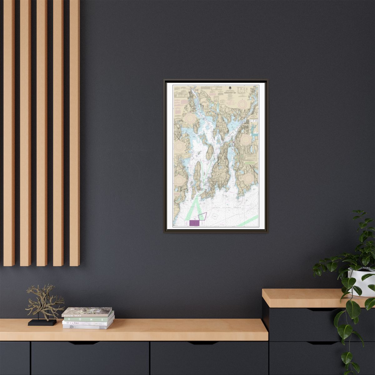 Chart 13221 Narragansett Bay - NOAA Nautical Chart Floating Frame Canvas | 20" x 30" | 24" x 36" | 32" x 48" - Espresso context-2