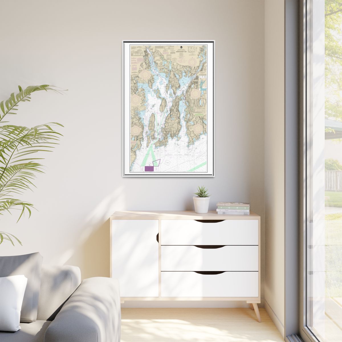 Chart 13221 Narragansett Bay - NOAA Nautical Chart Floating Frame Canvas | 20" x 30" | 24" x 36" | 32" x 48" - White context-1