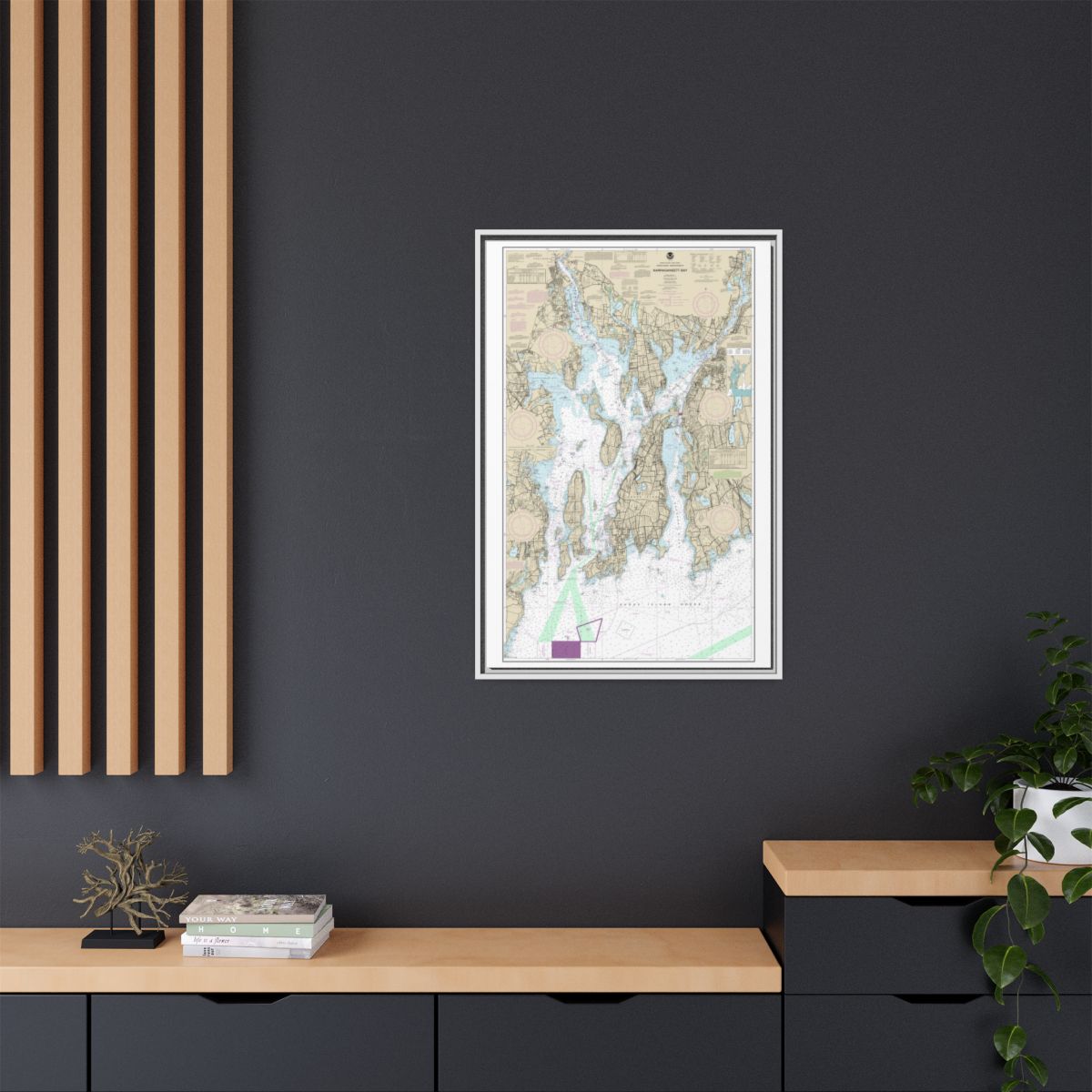 Chart 13221 Narragansett Bay - NOAA Nautical Chart Floating Frame Canvas | 20" x 30" | 24" x 36" | 32" x 48" - White context-2