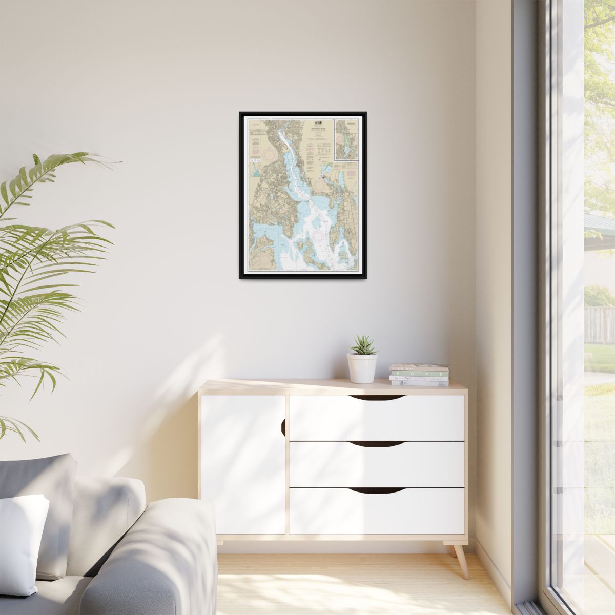 Chart 13224 Providence River and Head of Narragansett Bay - NOAA Nautical Chart Floating Frame Canvas | 24" x 32" | 30" x 40" - Black context-1