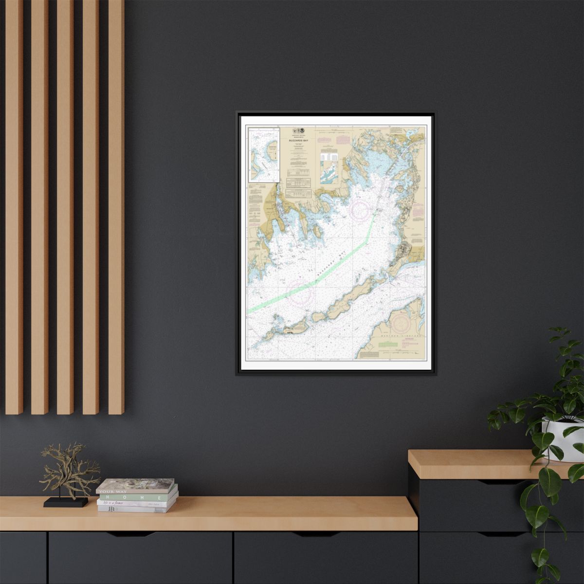 Chart 13230 Buzzards Bay; Quicks Hole - NOAA Nautical Chart Floating Frame Canvas | 24" x 32" | 30" x 40" - Black context-2