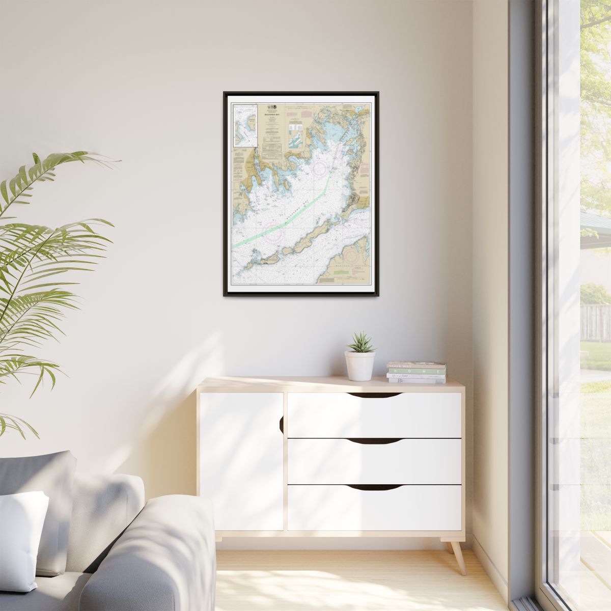 Chart 13230 Buzzards Bay; Quicks Hole - NOAA Nautical Chart Floating Frame Canvas | 24" x 32" | 30" x 40" - Espresso context-1