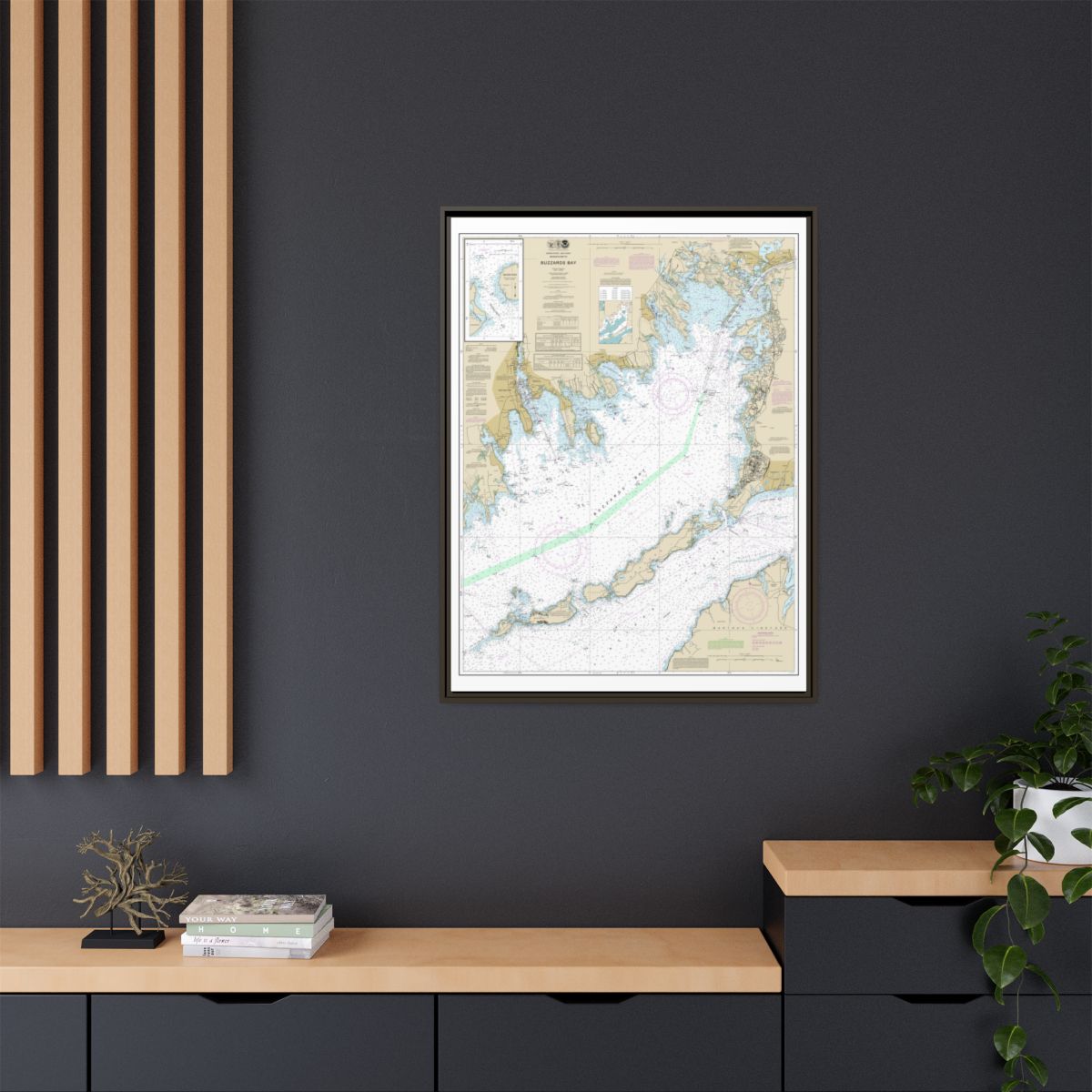 Chart 13230 Buzzards Bay; Quicks Hole - NOAA Nautical Chart Floating Frame Canvas | 24" x 32" | 30" x 40" - Espresso context-2