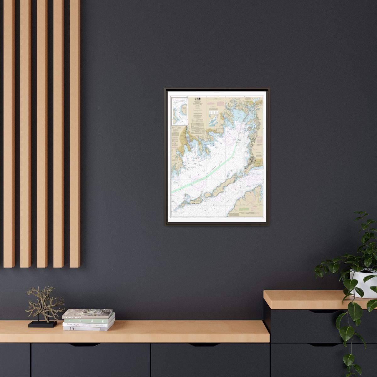 Chart 13230 Buzzards Bay; Quicks Hole - NOAA Nautical Chart Floating Frame Canvas | 24" x 32" | 30" x 40" - Espresso context-2
