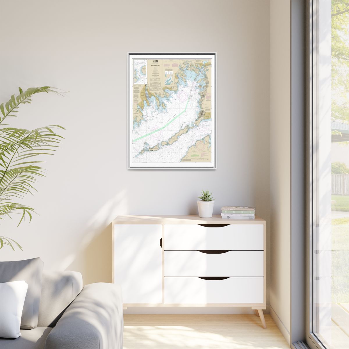 Chart 13230 Buzzards Bay; Quicks Hole - NOAA Nautical Chart Floating Frame Canvas | 24" x 32" | 30" x 40" - White context-1