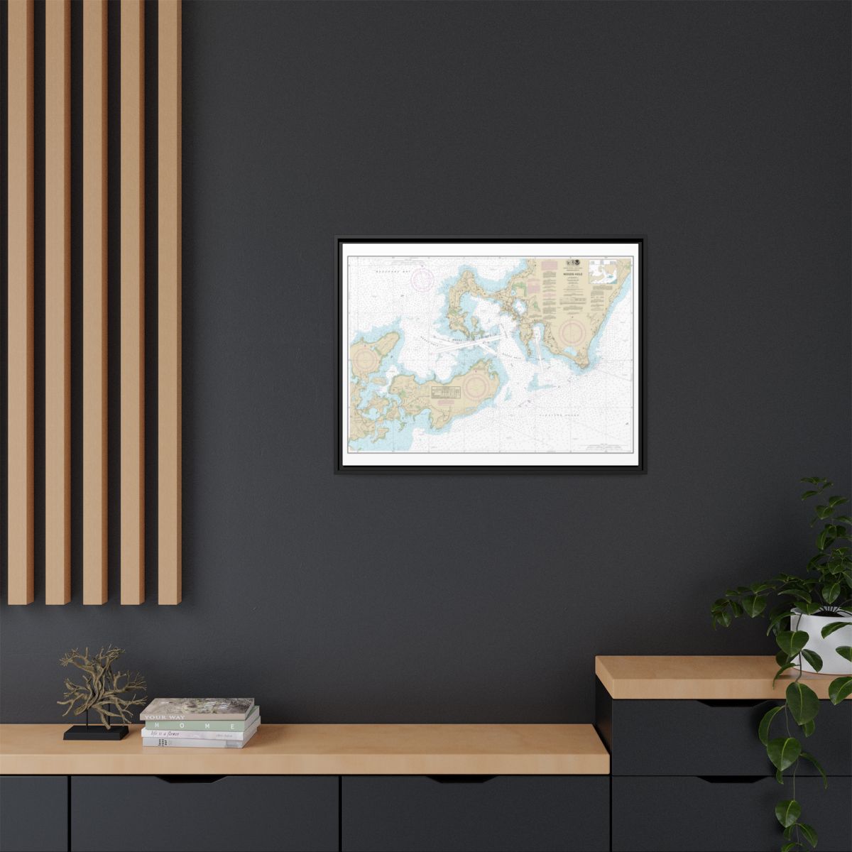 Chart 13235 Woods Hole - NOAA Nautical Chart Floating Frame Canvas | 32" x 24" | 40" x 30" - Black context-2