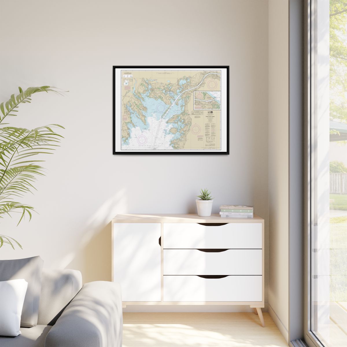 Chart 13236 Cape Cod Canal and Approaches - NOAA Nautical Chart Floating Frame Canvas | 32" x 24" | 40" x 30" - Black context-1