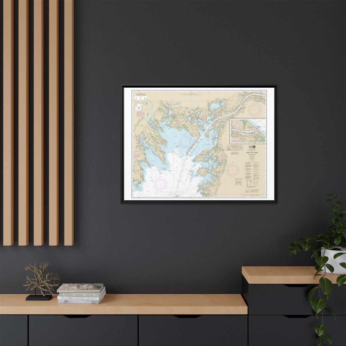 Chart 13236 Cape Cod Canal and Approaches - NOAA Nautical Chart Floating Frame Canvas | 32" x 24" | 40" x 30" - Black context-2