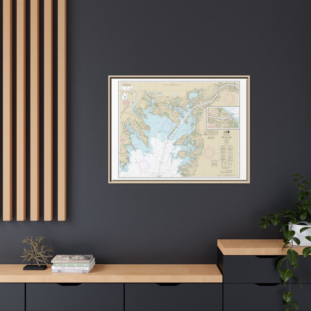 Chart 13236 Cape Cod Canal and Approaches - NOAA Nautical Chart Floating Frame Canvas | 32" x 24" | 40" x 30" - Natural context-2