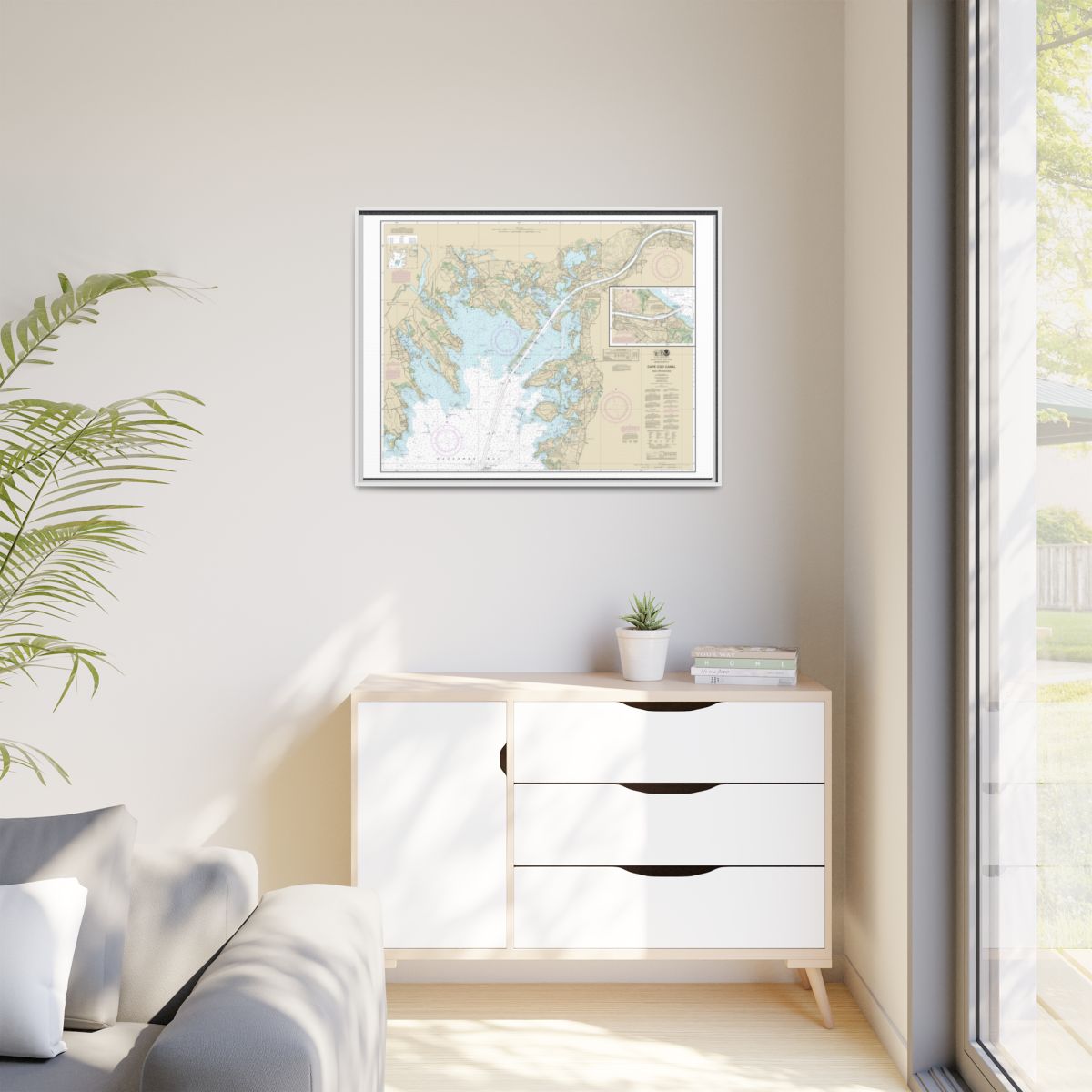 Chart 13236 Cape Cod Canal and Approaches - NOAA Nautical Chart Floating Frame Canvas | 32" x 24" | 40" x 30" - White context-1
