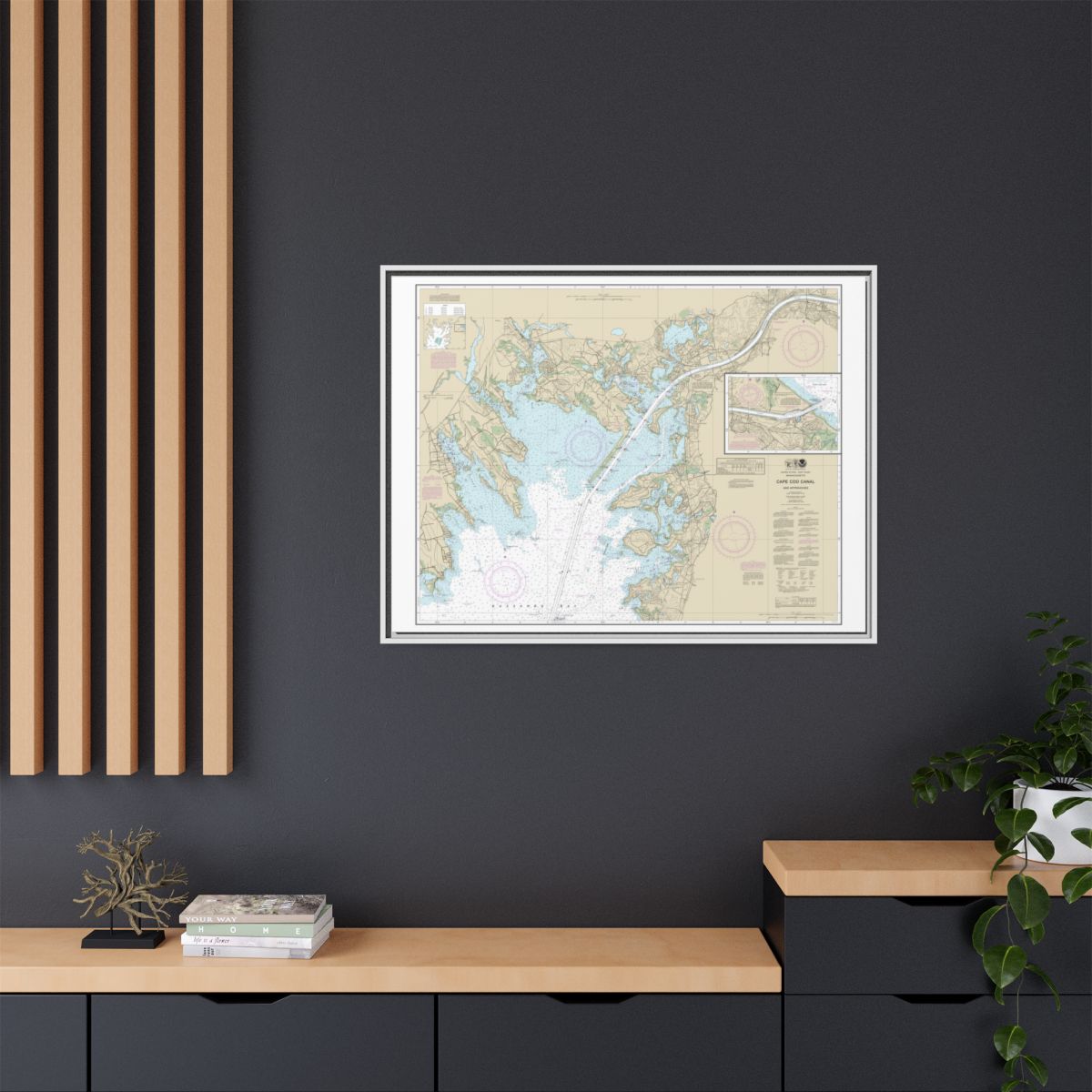 Chart 13236 Cape Cod Canal and Approaches - NOAA Nautical Chart Floating Frame Canvas | 32" x 24" | 40" x 30" - White context-2