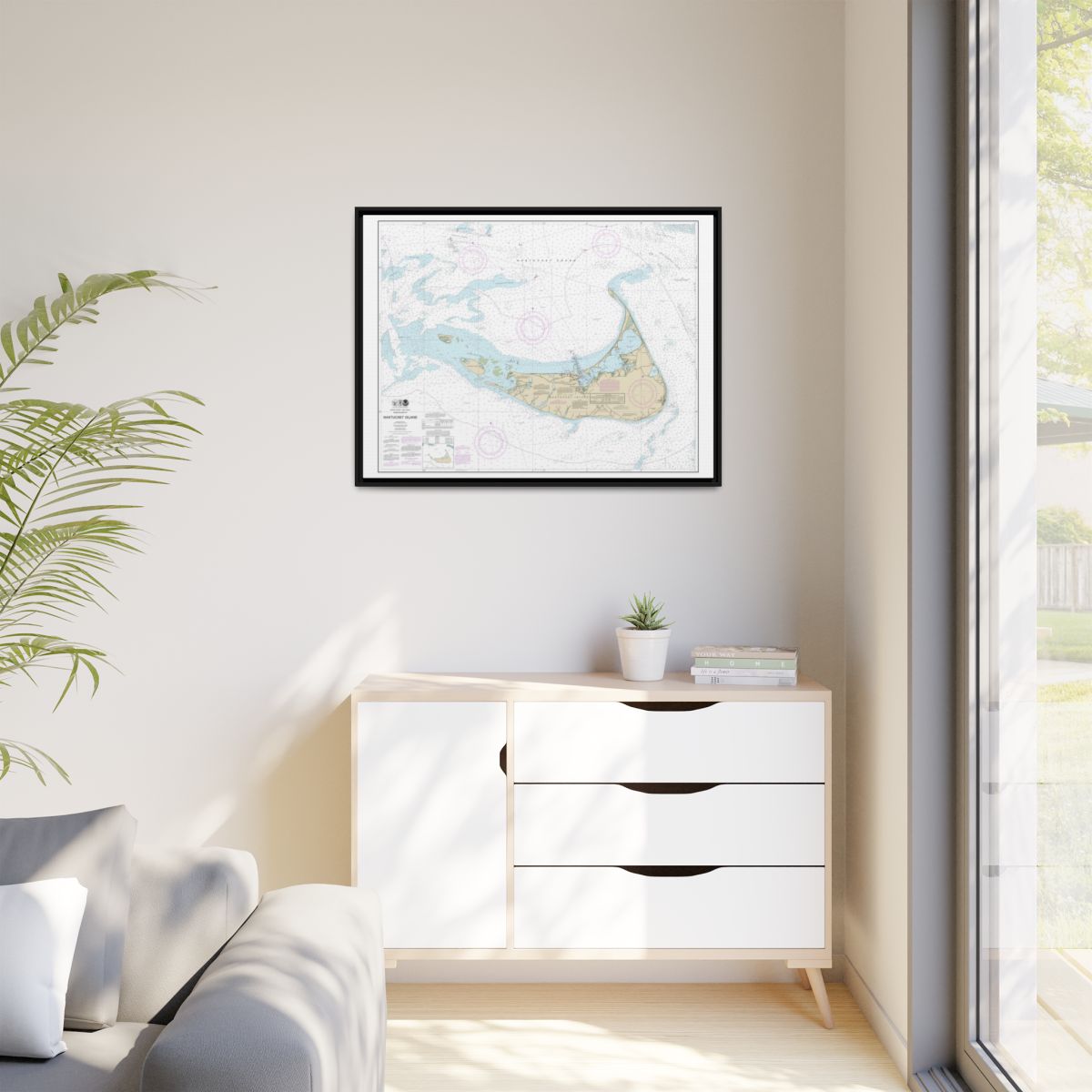 Chart 13241 Nantucket Island - NOAA Nautical Chart Floating Frame Canvas | 32" x 24" | 40" x 30" - Black context-1