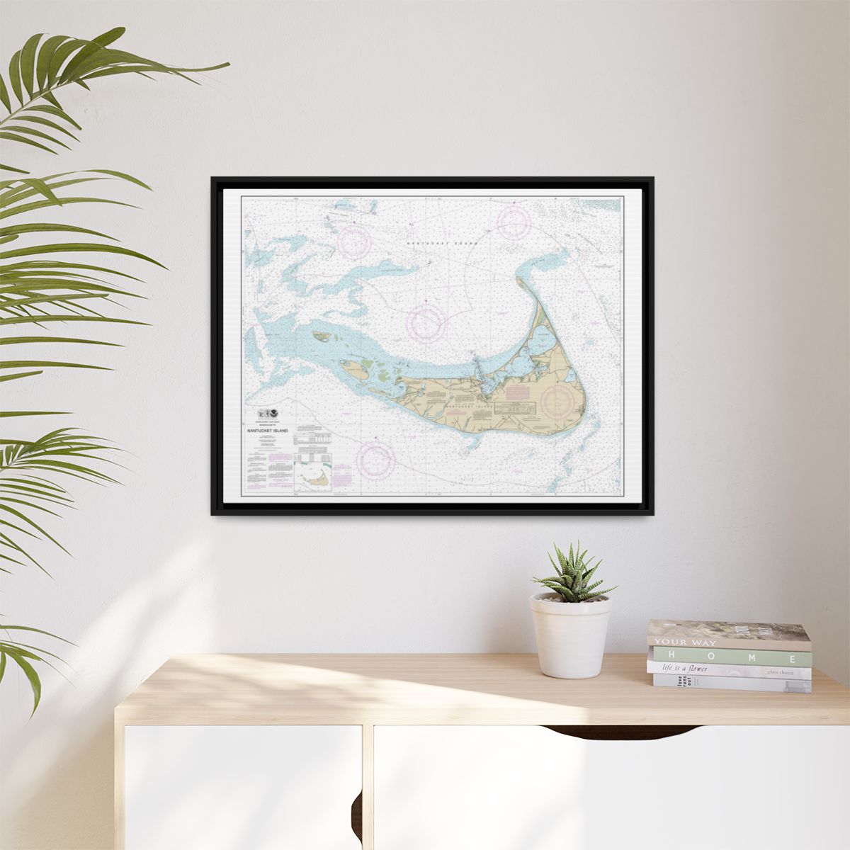 Chart 13241 Nantucket Island - NOAA Nautical Chart Floating Frame Canvas | 32" x 24" | 40" x 30" - Black context-1