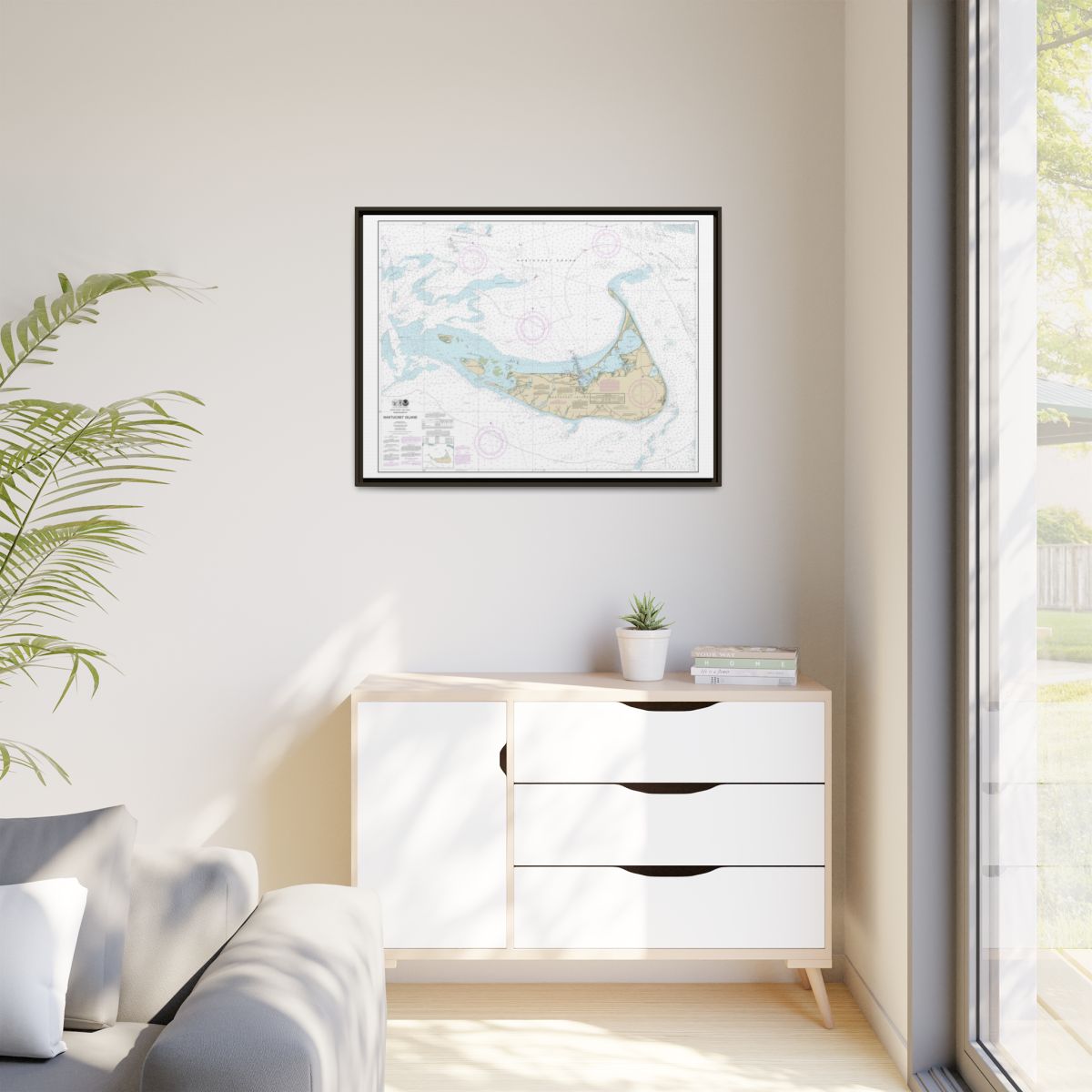 Chart 13241 Nantucket Island - NOAA Nautical Chart Floating Frame Canvas | 32" x 24" | 40" x 30" - Espresso context-1