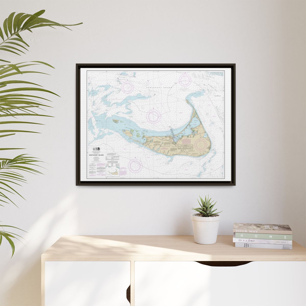 Chart 13241 Nantucket Island - NOAA Nautical Chart Floating Frame Canvas | 32" x 24" | 40" x 30" - Espresso context-1