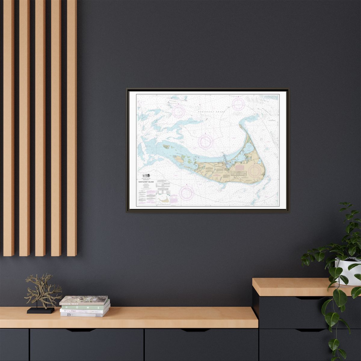 Chart 13241 Nantucket Island - NOAA Nautical Chart Floating Frame Canvas | 32" x 24" | 40" x 30" - Espresso context-2