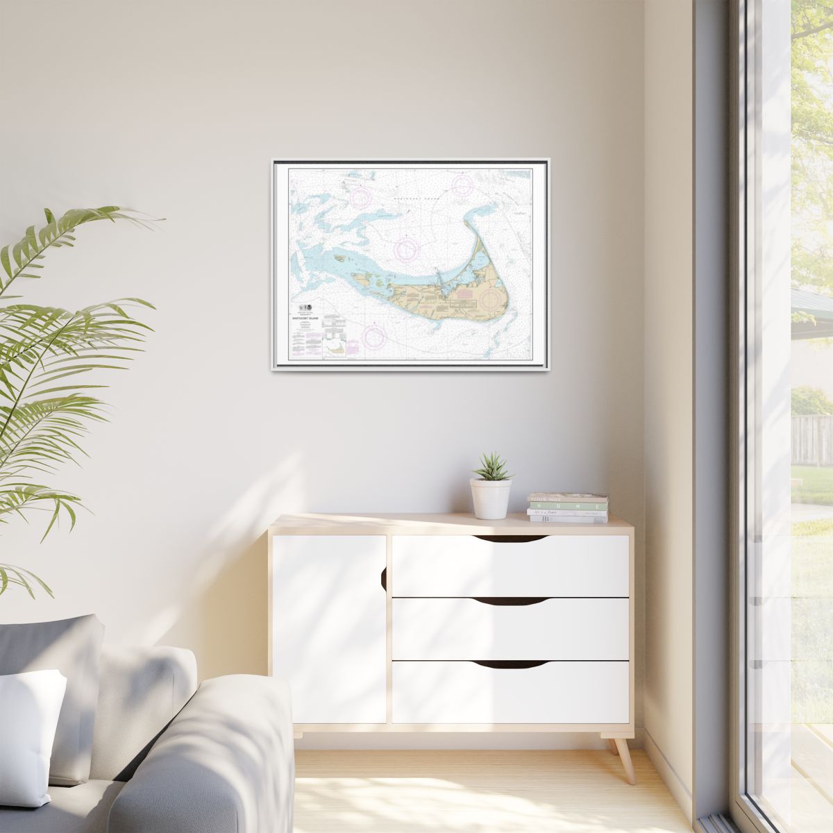 Chart 13241 Nantucket Island - NOAA Nautical Chart Floating Frame Canvas | 32" x 24" | 40" x 30" - White context-1