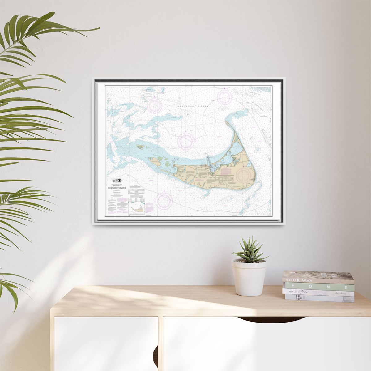Chart 13241 Nantucket Island - NOAA Nautical Chart Floating Frame Canvas | 32" x 24" | 40" x 30" - White context-1