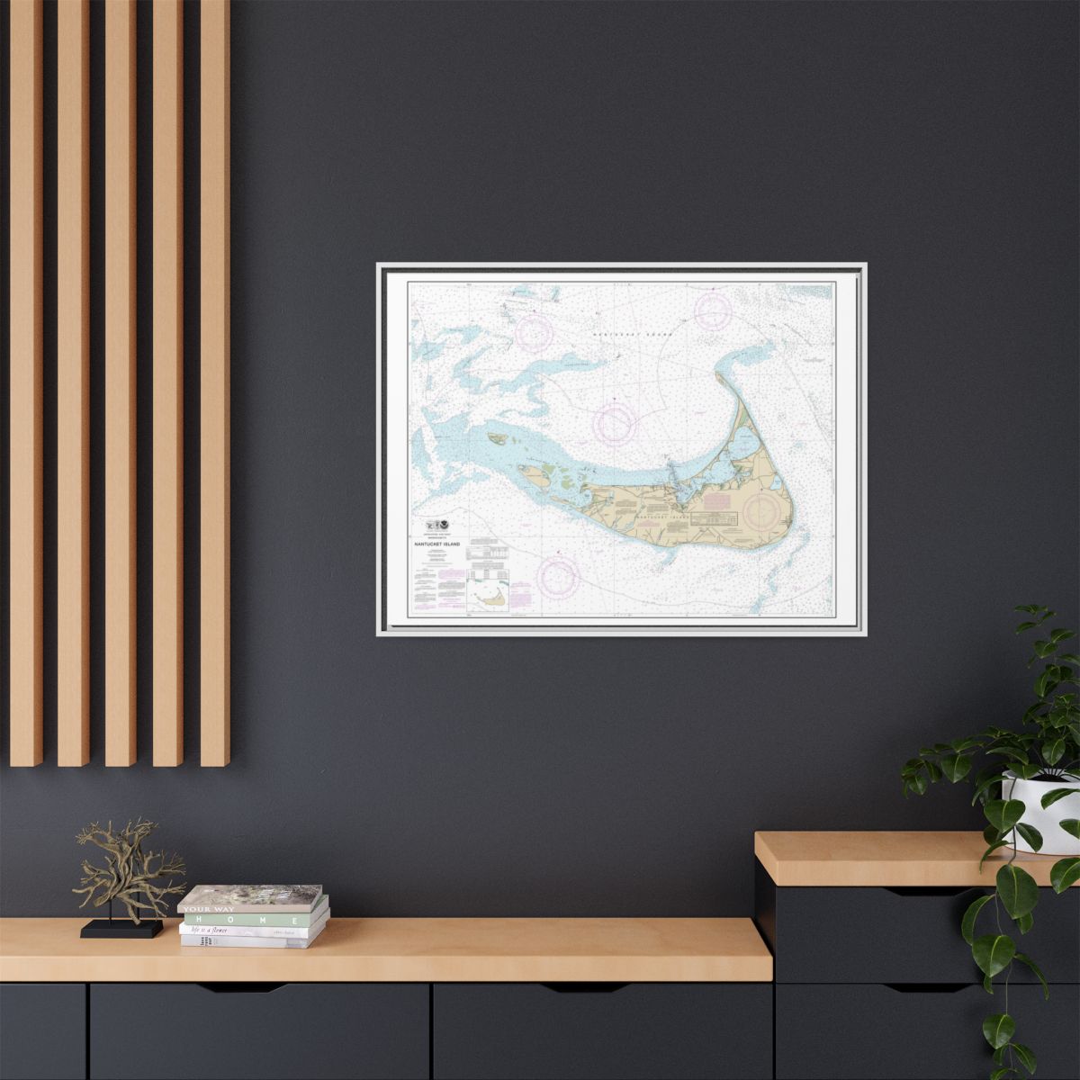 Chart 13241 Nantucket Island - NOAA Nautical Chart Floating Frame Canvas | 32" x 24" | 40" x 30" - White context-2