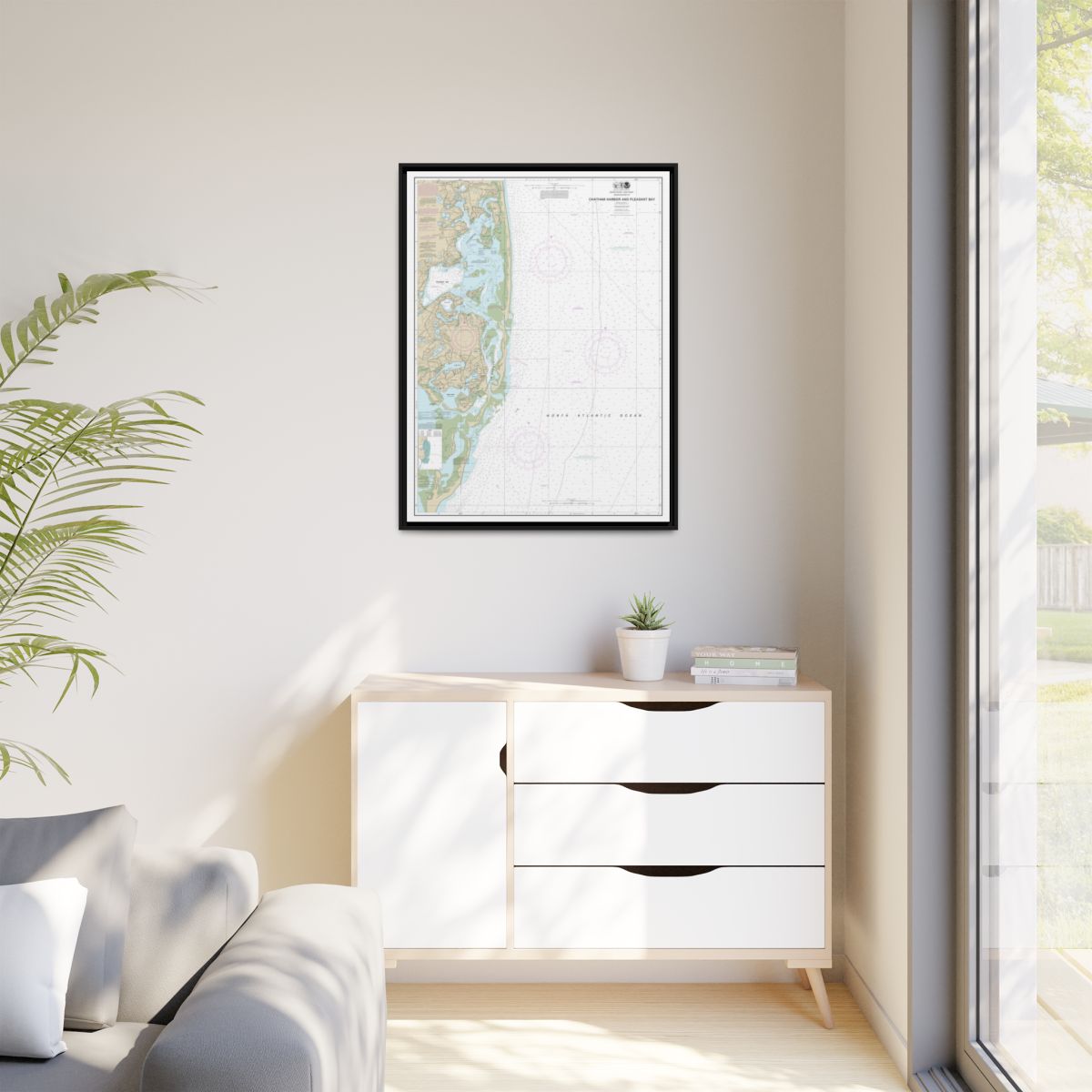 Chart 13248 Chatham Harbor and Pleasant Bay - NOAA Nautical Chart Floating Frame Canvas | 24" x 32" | 30" x 40" - Black context-1