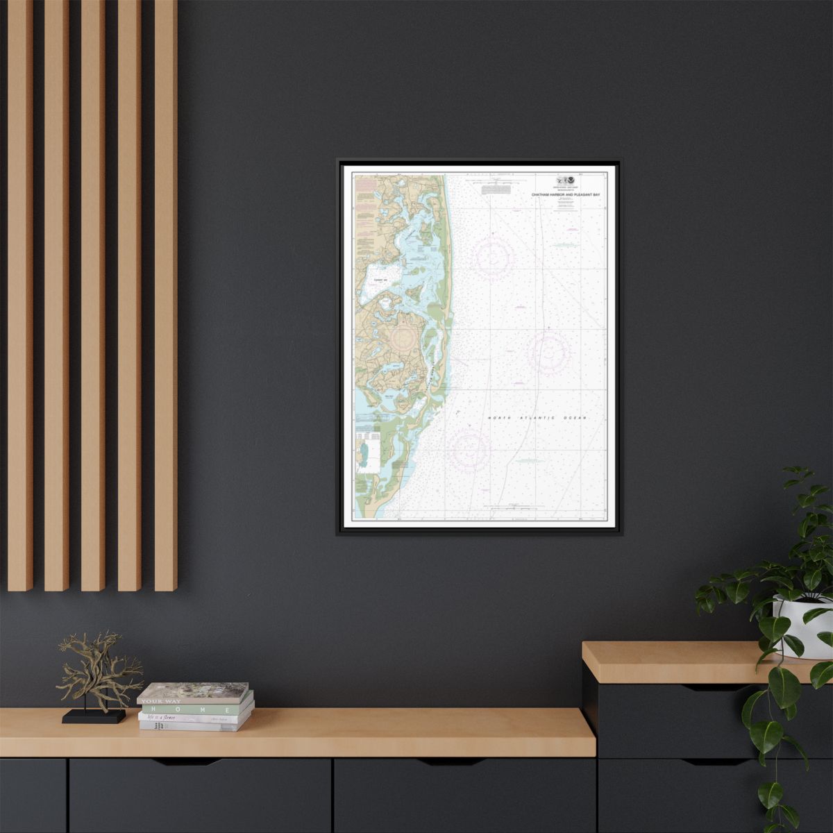 Chart 13248 Chatham Harbor and Pleasant Bay - NOAA Nautical Chart Floating Frame Canvas | 24" x 32" | 30" x 40" - Black context-2