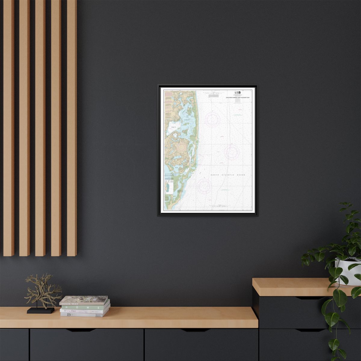 Chart 13248 Chatham Harbor and Pleasant Bay - NOAA Nautical Chart Floating Frame Canvas | 24" x 32" | 30" x 40" - Black context-2
