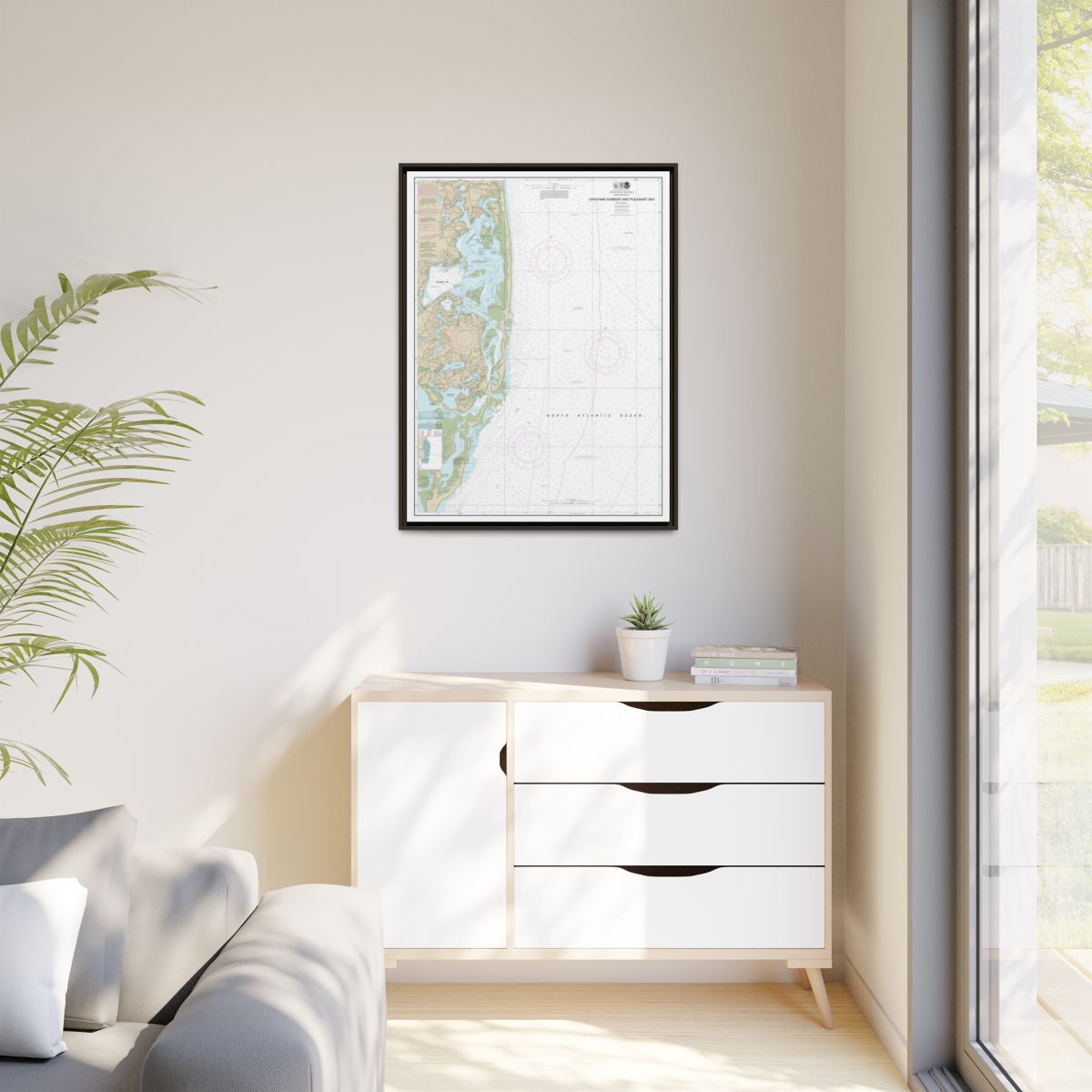 Chart 13248 Chatham Harbor and Pleasant Bay - NOAA Nautical Chart Floating Frame Canvas | 24" x 32" | 30" x 40" - Espresso context-1