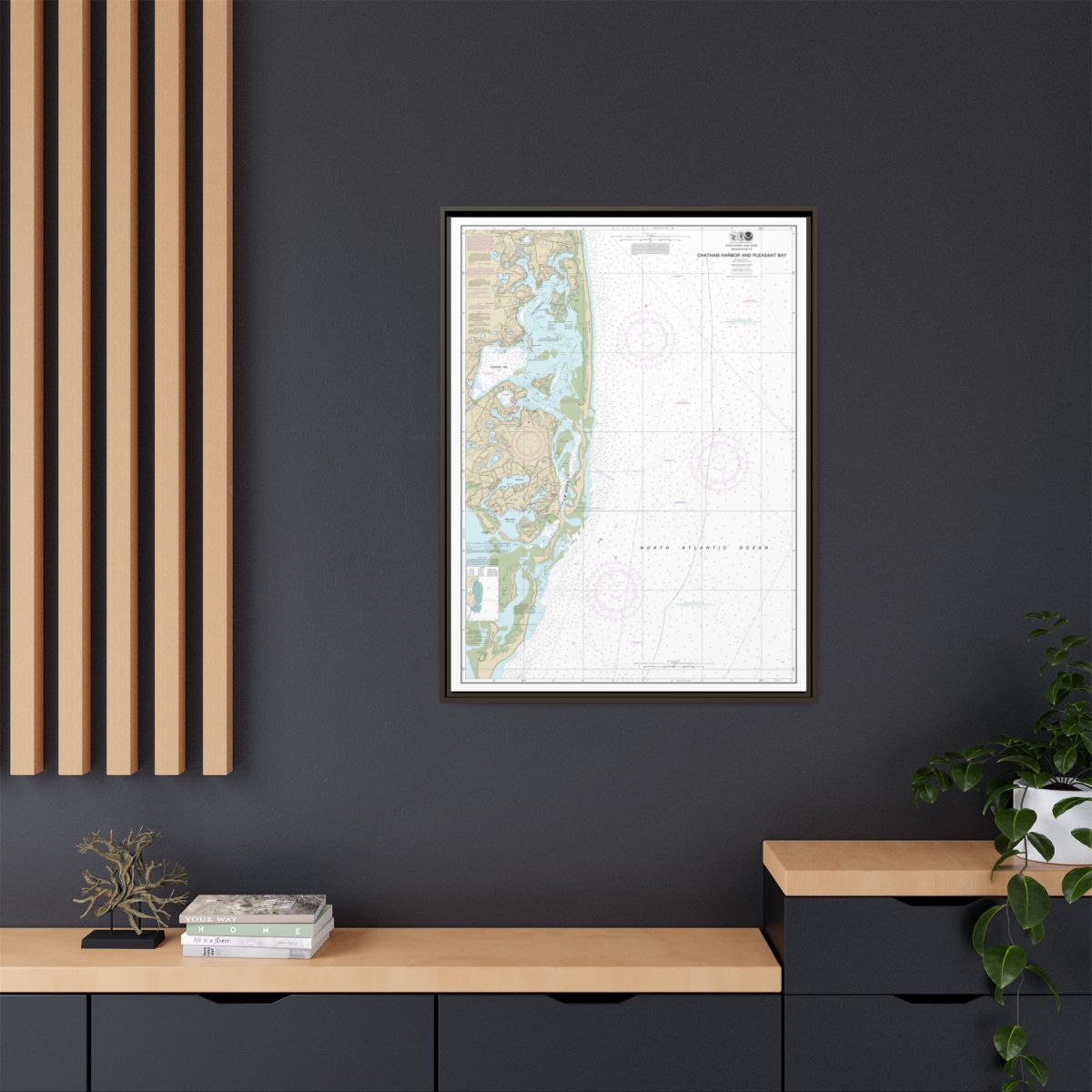 Chart 13248 Chatham Harbor and Pleasant Bay - NOAA Nautical Chart Floating Frame Canvas | 24" x 32" | 30" x 40" - Espresso context-2