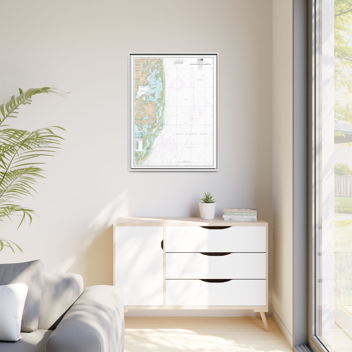 Chart 13248 Chatham Harbor and Pleasant Bay - NOAA Nautical Chart Floating Frame Canvas | 24" x 32" | 30" x 40" - White context-1