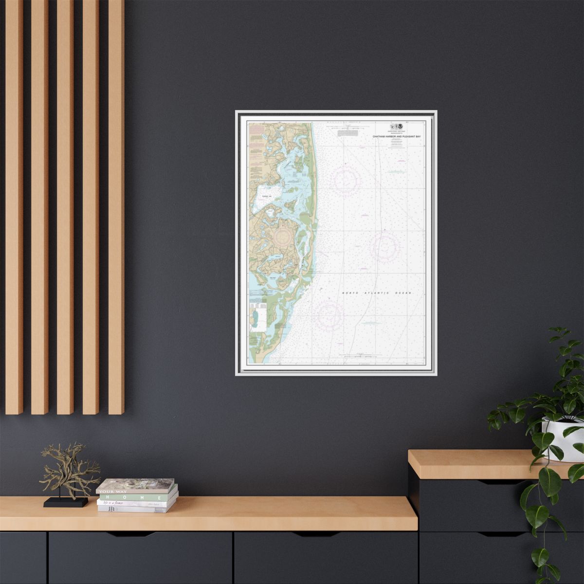Chart 13248 Chatham Harbor and Pleasant Bay - NOAA Nautical Chart Floating Frame Canvas | 24" x 32" | 30" x 40" - White context-2