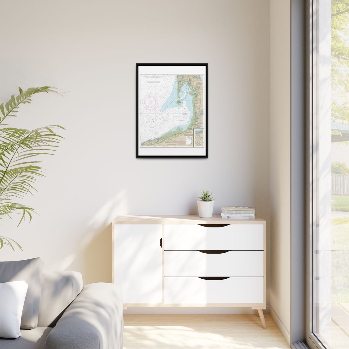 Chart 13250 Wellfleet Harbor; Sesuit Harbor - NOAA Nautical Chart Floating Frame Canvas | 24" x 32" | 30" x 40" - Black context-1