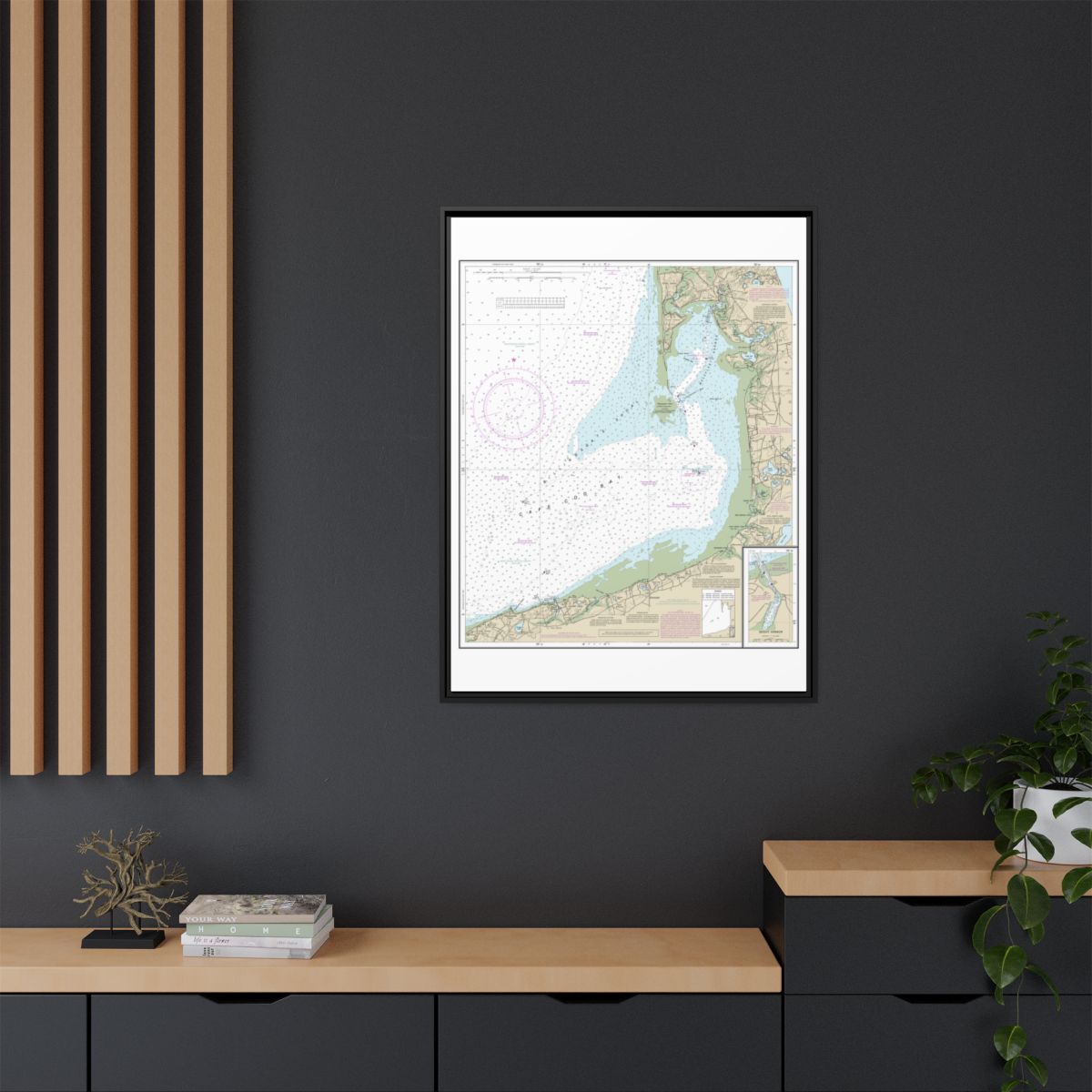 Chart 13250 Wellfleet Harbor; Sesuit Harbor - NOAA Nautical Chart Floating Frame Canvas | 24" x 32" | 30" x 40" - Black context-2