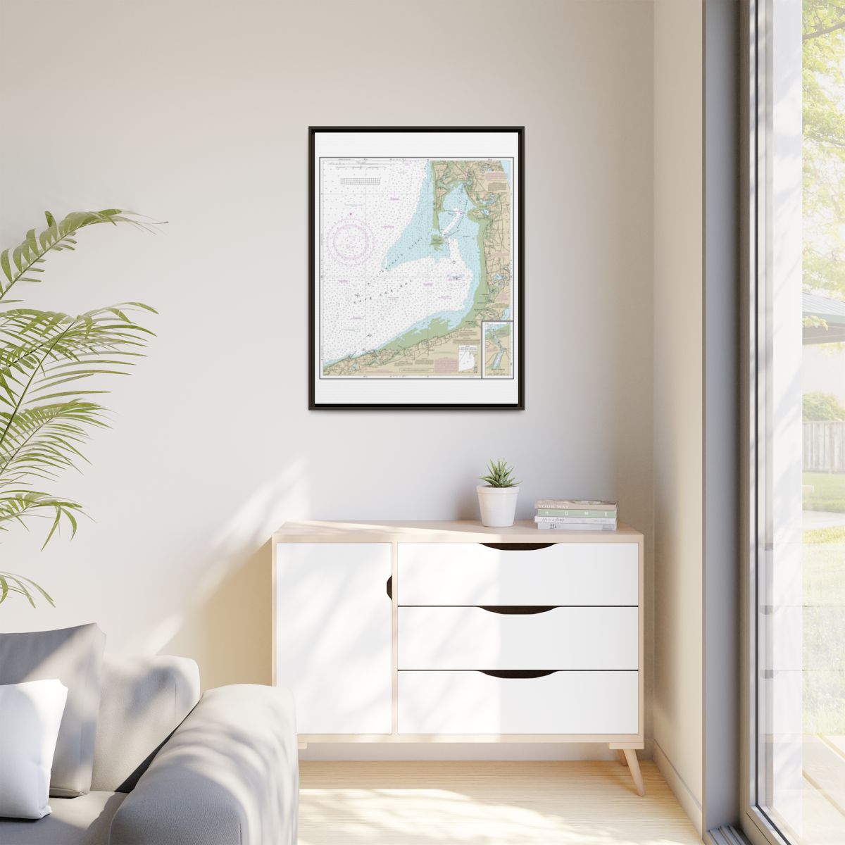 Chart 13250 Wellfleet Harbor; Sesuit Harbor - NOAA Nautical Chart Floating Frame Canvas | 24" x 32" | 30" x 40" - Espresso context-1