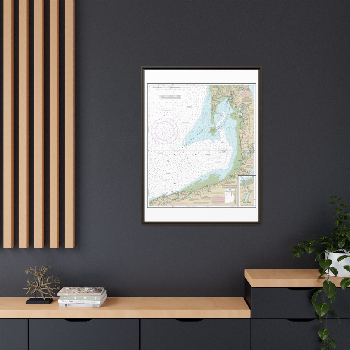 Chart 13250 Wellfleet Harbor; Sesuit Harbor - NOAA Nautical Chart Floating Frame Canvas | 24" x 32" | 30" x 40" - Espresso context-2