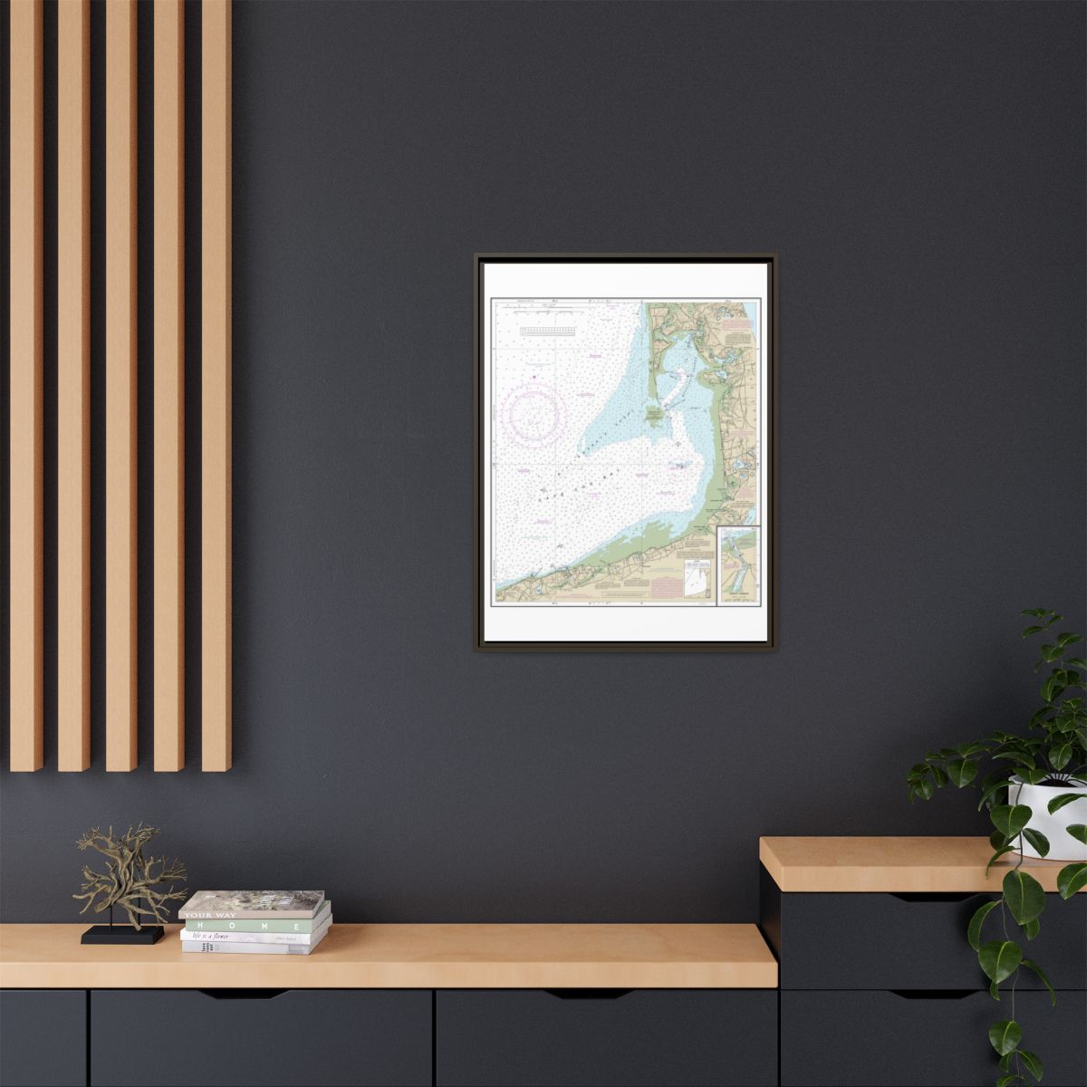 Chart 13250 Wellfleet Harbor; Sesuit Harbor - NOAA Nautical Chart Floating Frame Canvas | 24" x 32" | 30" x 40" - Espresso context-2