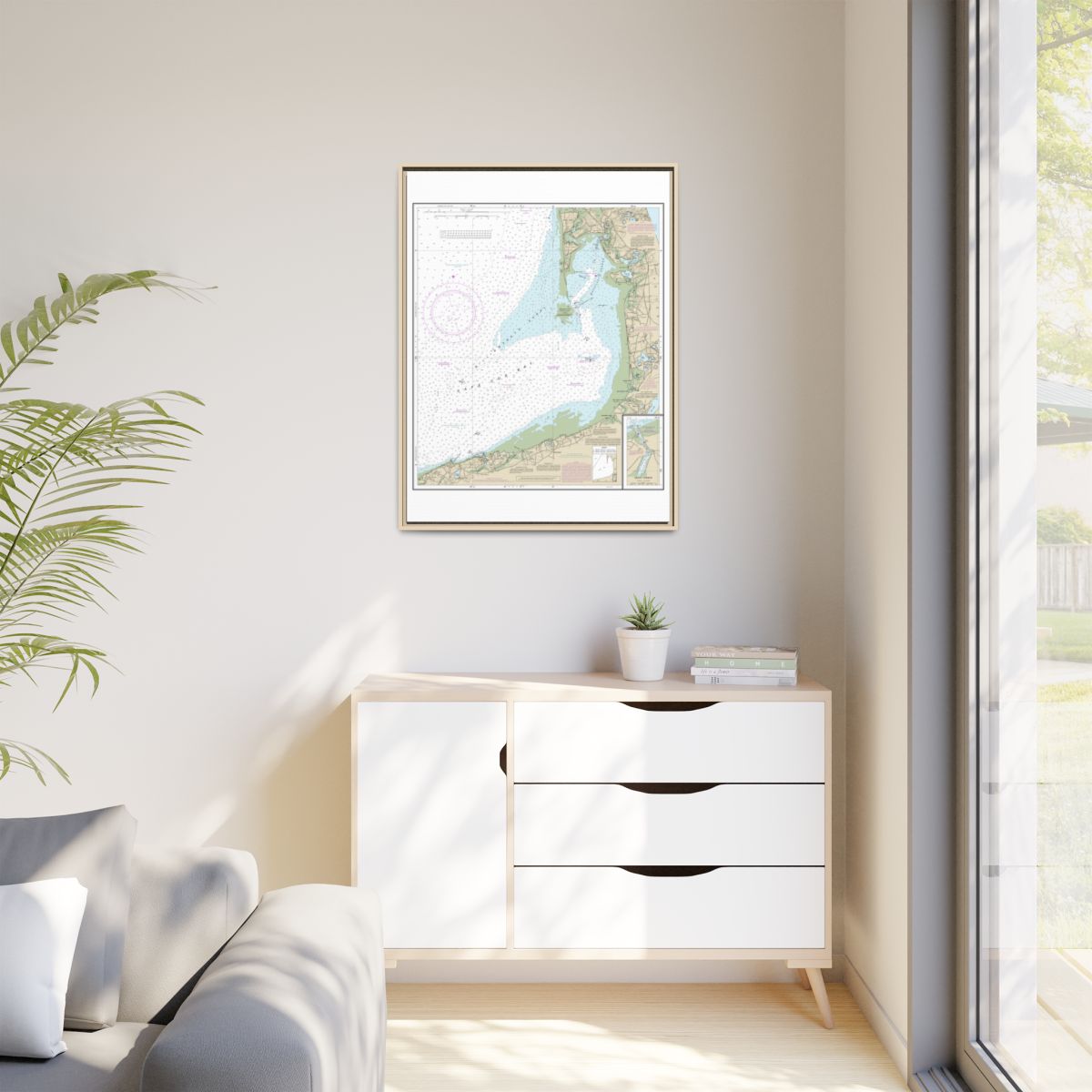 Chart 13250 Wellfleet Harbor; Sesuit Harbor - NOAA Nautical Chart Floating Frame Canvas | 24" x 32" | 30" x 40" - Natural context-1