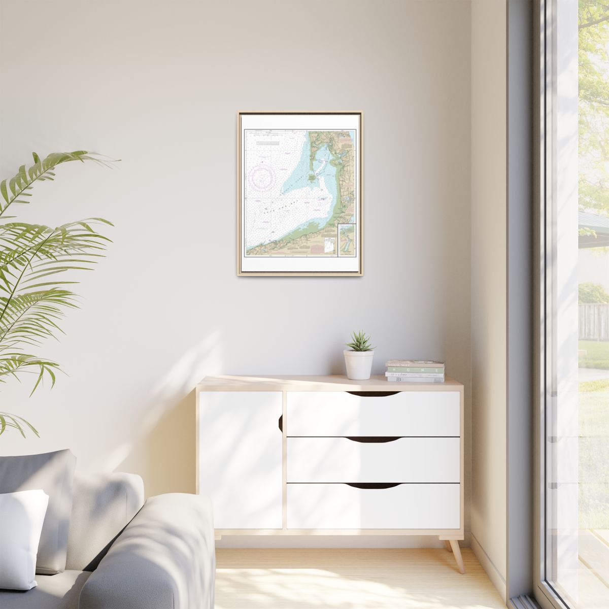 Chart 13250 Wellfleet Harbor; Sesuit Harbor - NOAA Nautical Chart Floating Frame Canvas | 24" x 32" | 30" x 40" - Natural context-1