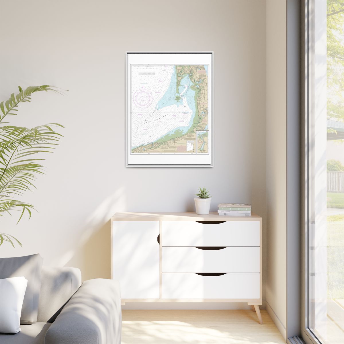Chart 13250 Wellfleet Harbor; Sesuit Harbor - NOAA Nautical Chart Floating Frame Canvas | 24" x 32" | 30" x 40" - White context-1