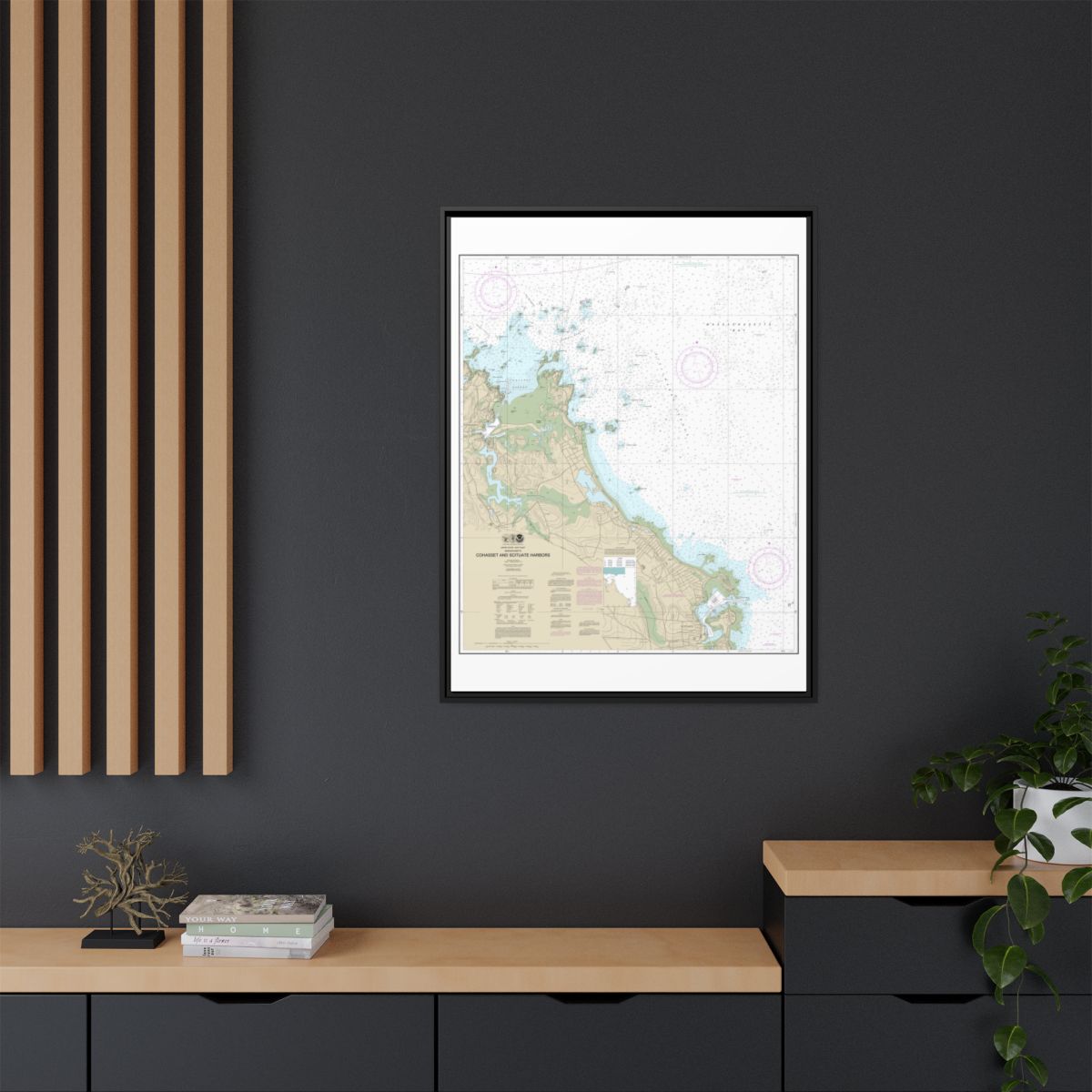 Chart 13269 Cohasset and Scituate Harbors - NOAA Nautical Chart Floating Frame Canvas | 24" x 32" | 30" x 40" - Black context-2