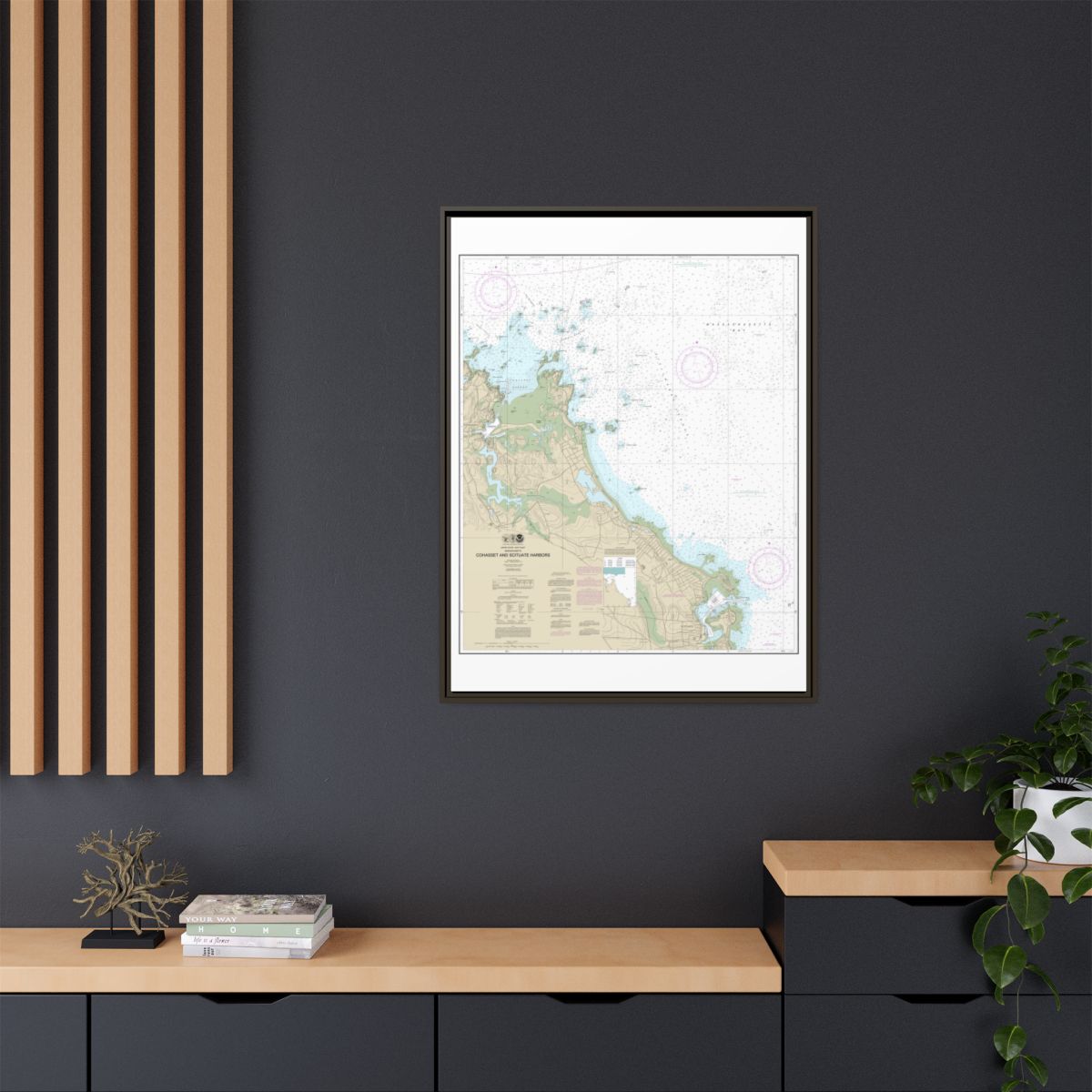 Chart 13269 Cohasset and Scituate Harbors - NOAA Nautical Chart Floating Frame Canvas | 24" x 32" | 30" x 40" - Espresso context-2