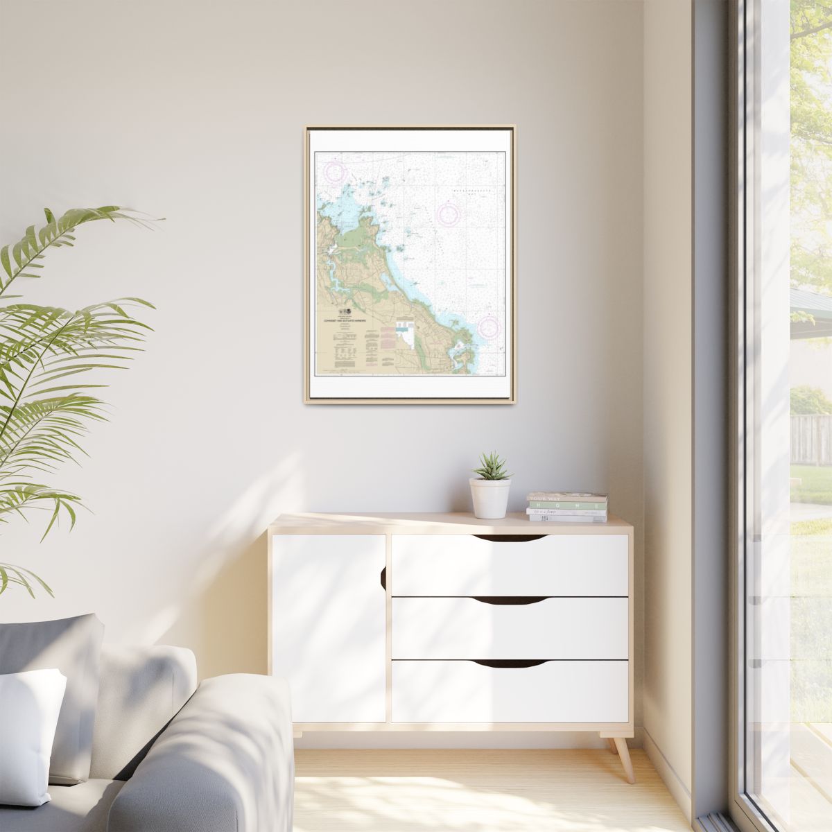 Chart 13269 Cohasset and Scituate Harbors - NOAA Nautical Chart Floating Frame Canvas | 24" x 32" | 30" x 40" - Natural context-1