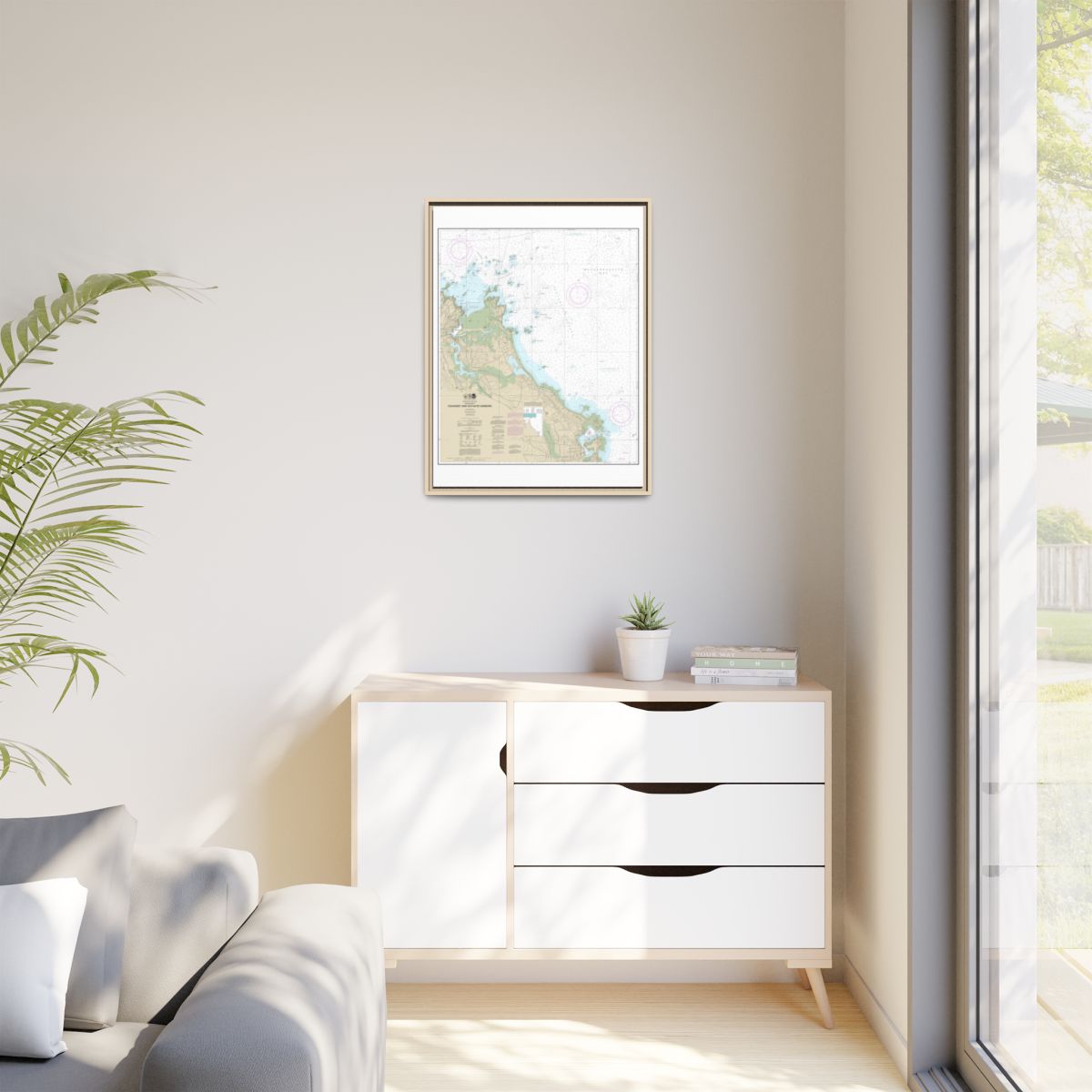 Chart 13269 Cohasset and Scituate Harbors - NOAA Nautical Chart Floating Frame Canvas | 24" x 32" | 30" x 40" - Natural context-1