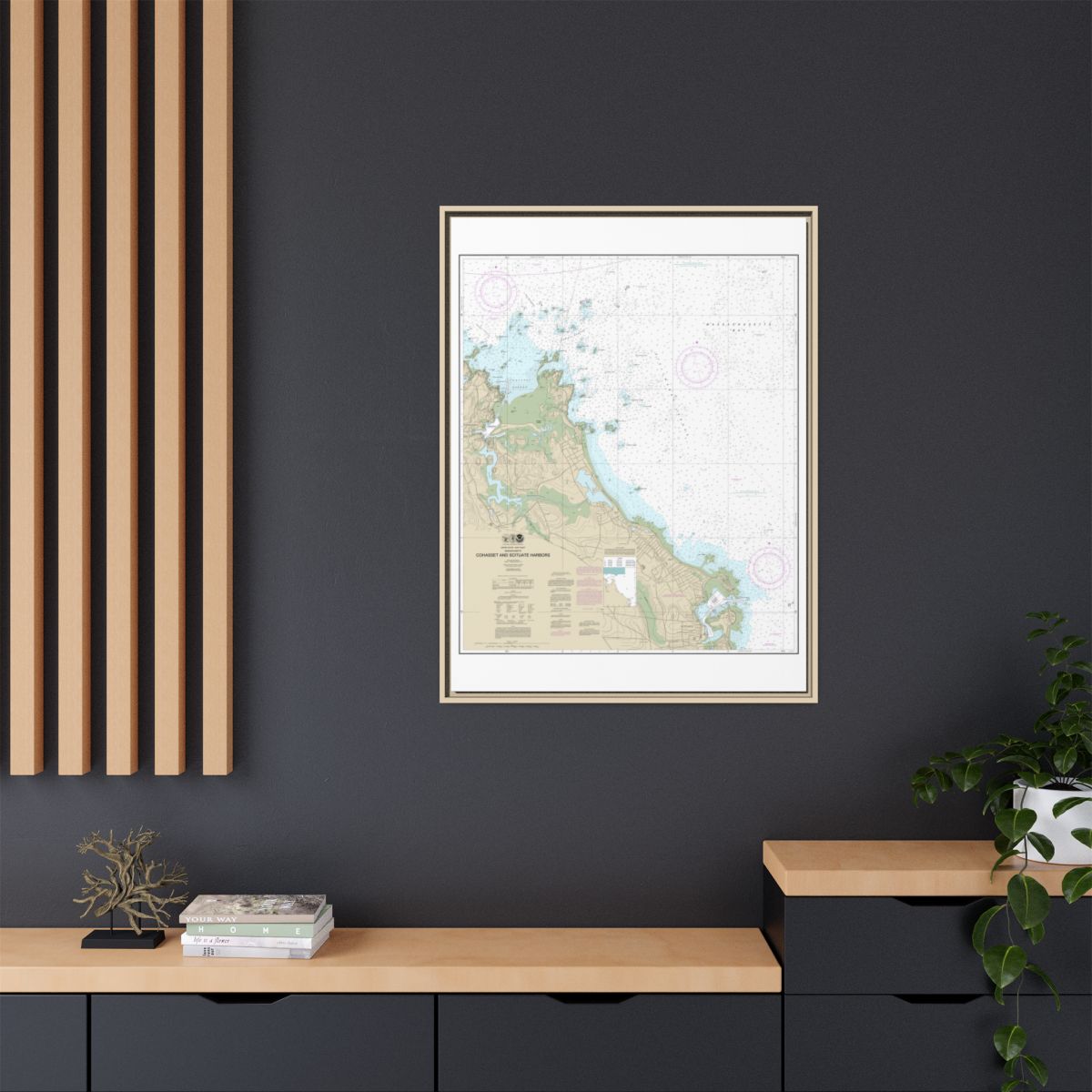 Chart 13269 Cohasset and Scituate Harbors - NOAA Nautical Chart Floating Frame Canvas | 24" x 32" | 30" x 40" - Natural context-2