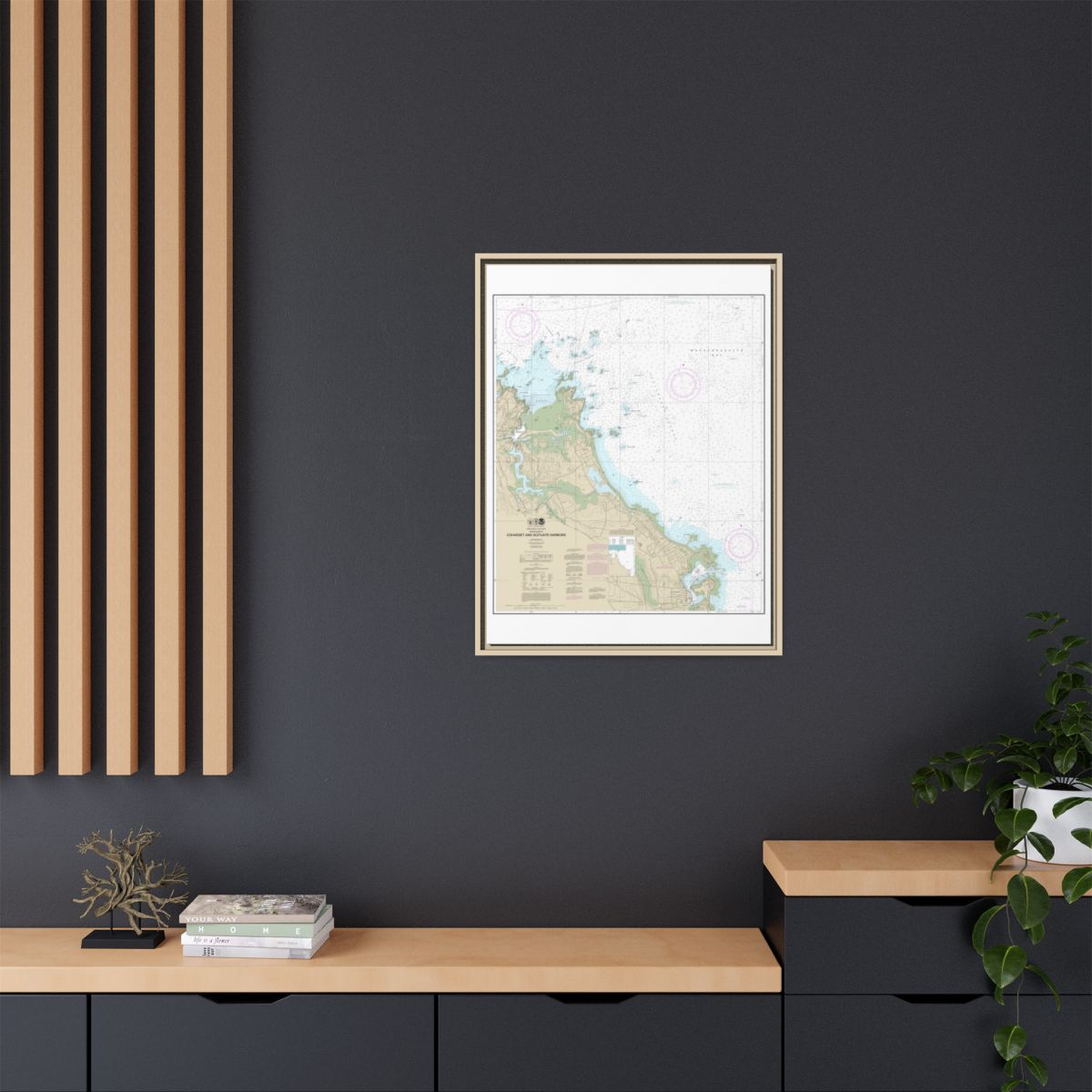 Chart 13269 Cohasset and Scituate Harbors - NOAA Nautical Chart Floating Frame Canvas | 24" x 32" | 30" x 40" - Natural context-2