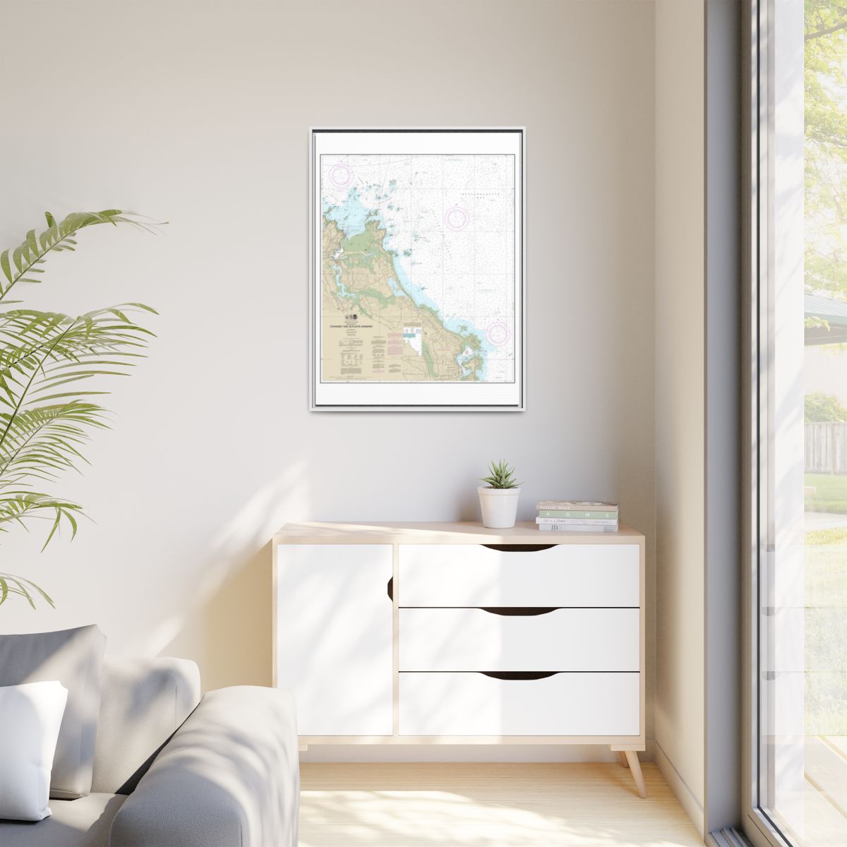 Chart 13269 Cohasset and Scituate Harbors - NOAA Nautical Chart Floating Frame Canvas | 24" x 32" | 30" x 40" - White context-1
