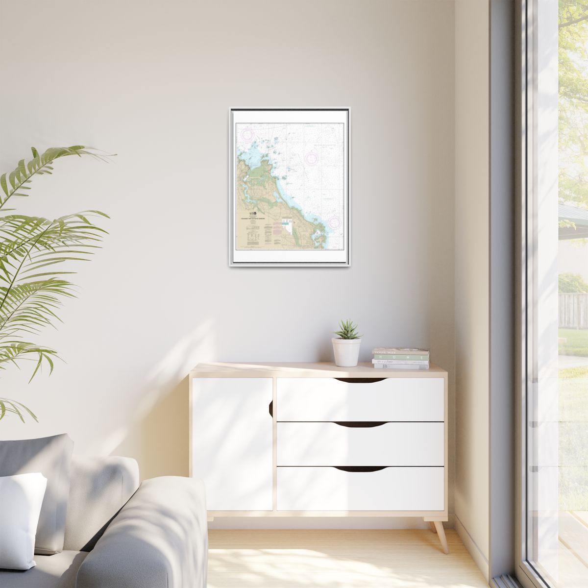 Chart 13269 Cohasset and Scituate Harbors - NOAA Nautical Chart Floating Frame Canvas | 24" x 32" | 30" x 40" - White context-1