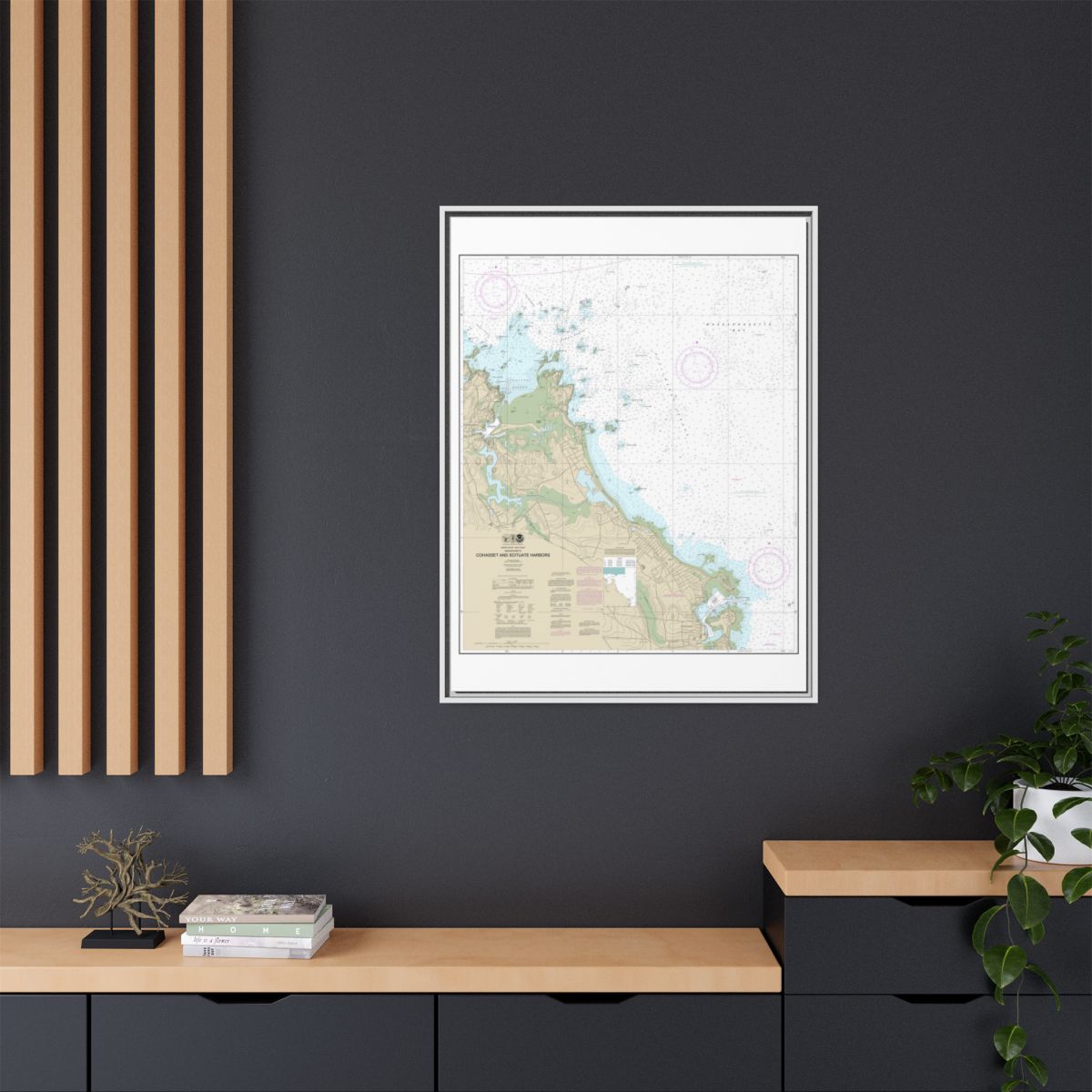 Chart 13269 Cohasset and Scituate Harbors - NOAA Nautical Chart Floating Frame Canvas | 24" x 32" | 30" x 40" - White context-2